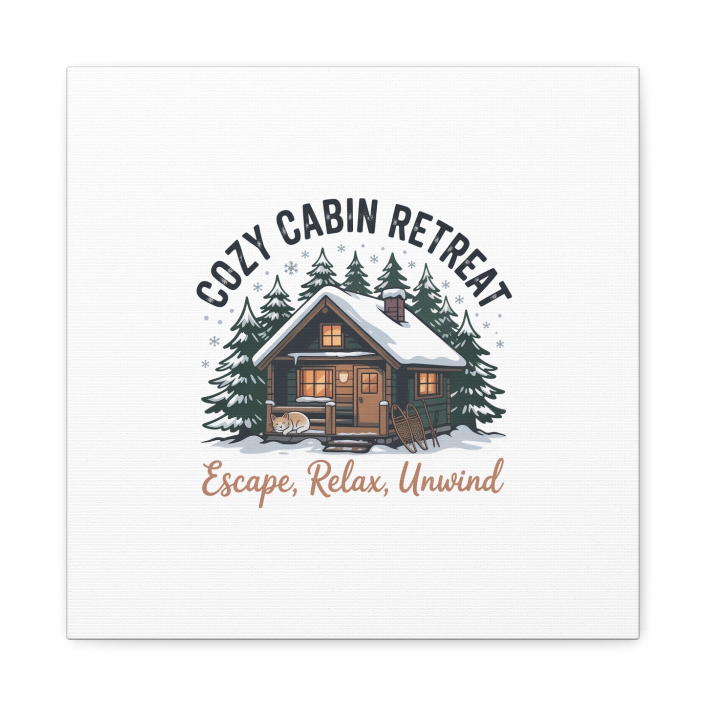Cozy Cabin Retreat Log Cabin Art Print | Matte Canvas Stretched, 1.25" Printify