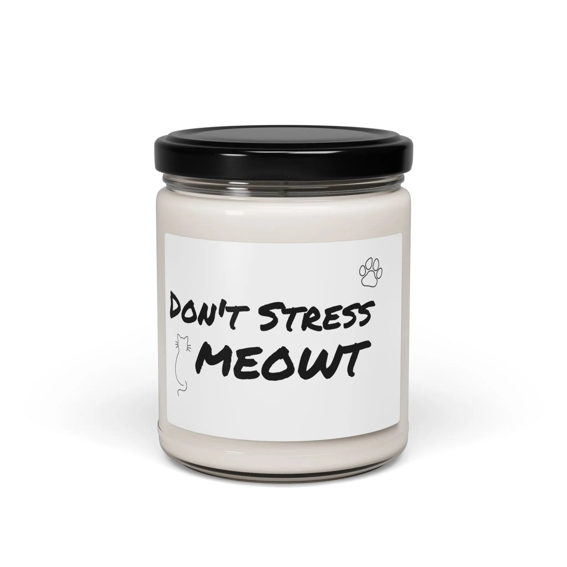 Cat-Themed Scented Soy Candle - 'Don't Stress Meowt' Printify