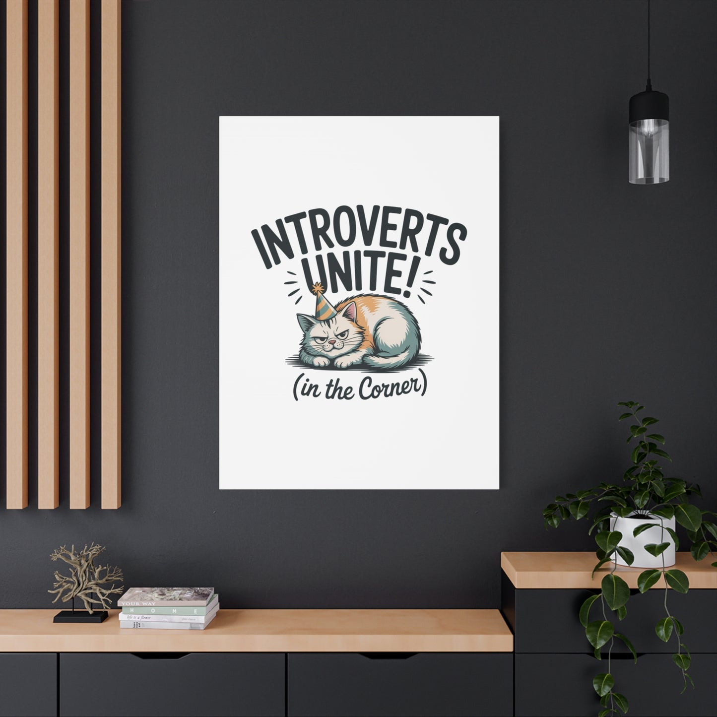 Introverts Unite (In the Corner) Matte Canvas | Funny Holiday Decor, Party Survival Humor Printify