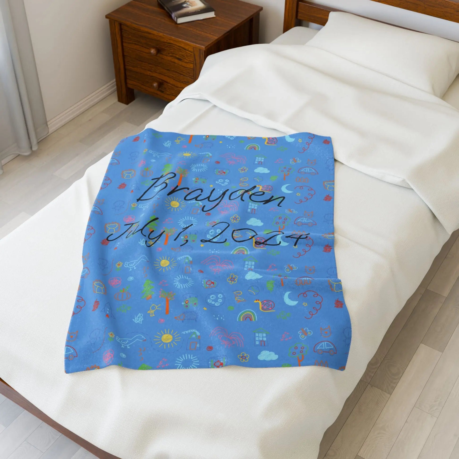 Personalized Velveteen Plush Blanket Printify