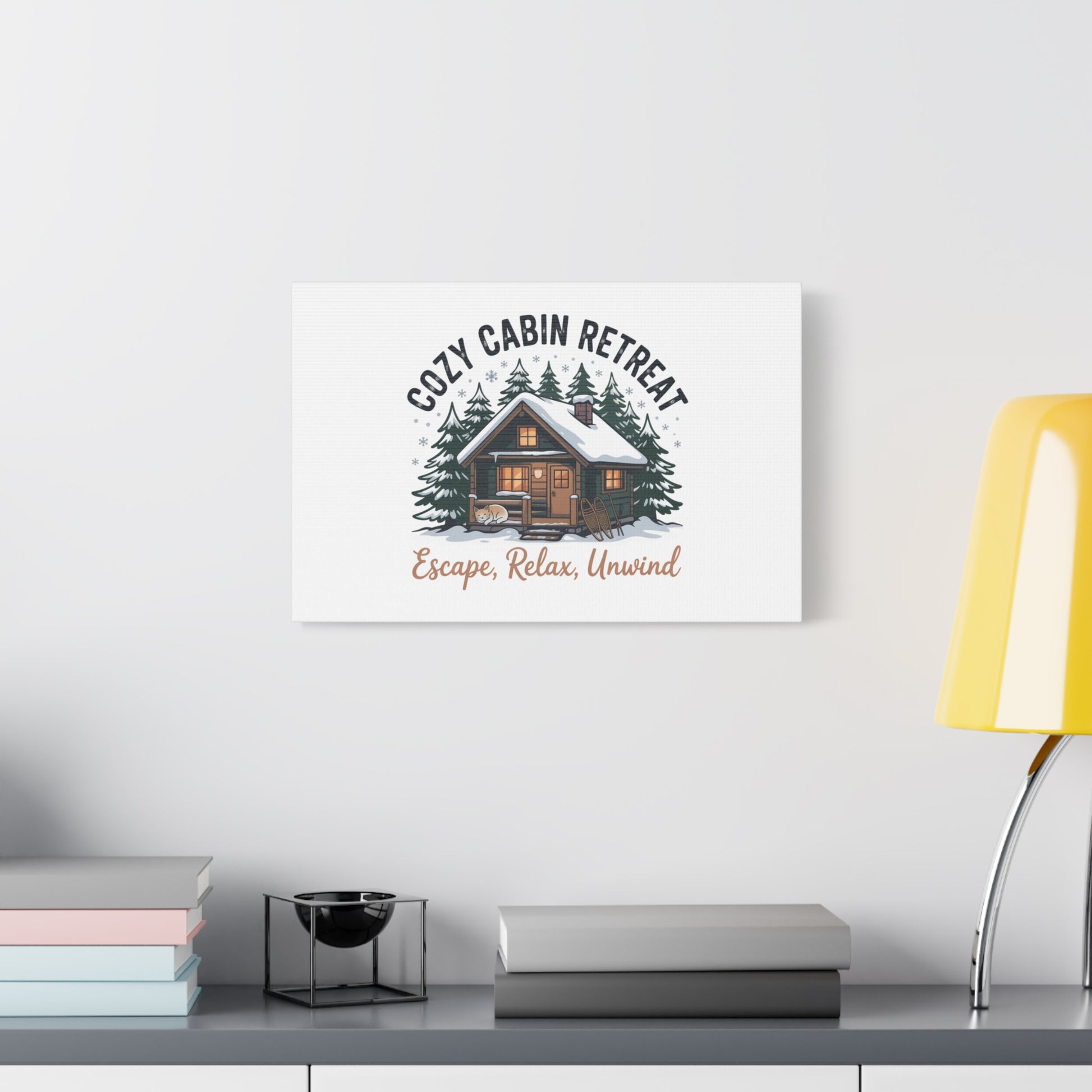 Cozy Cabin Retreat Log Cabin Art Print | Matte Canvas Stretched, 1.25" Printify