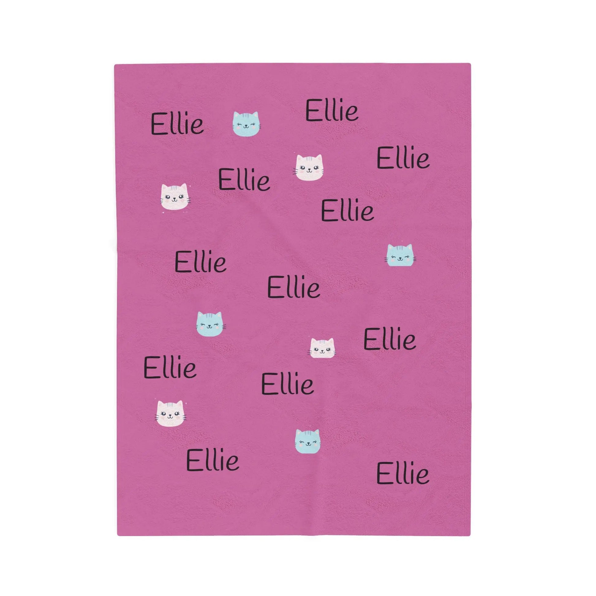 Kids Throw Blanket - Personalized Cat-Themed Velveteen Plush Gift for Cat Lovers Printify