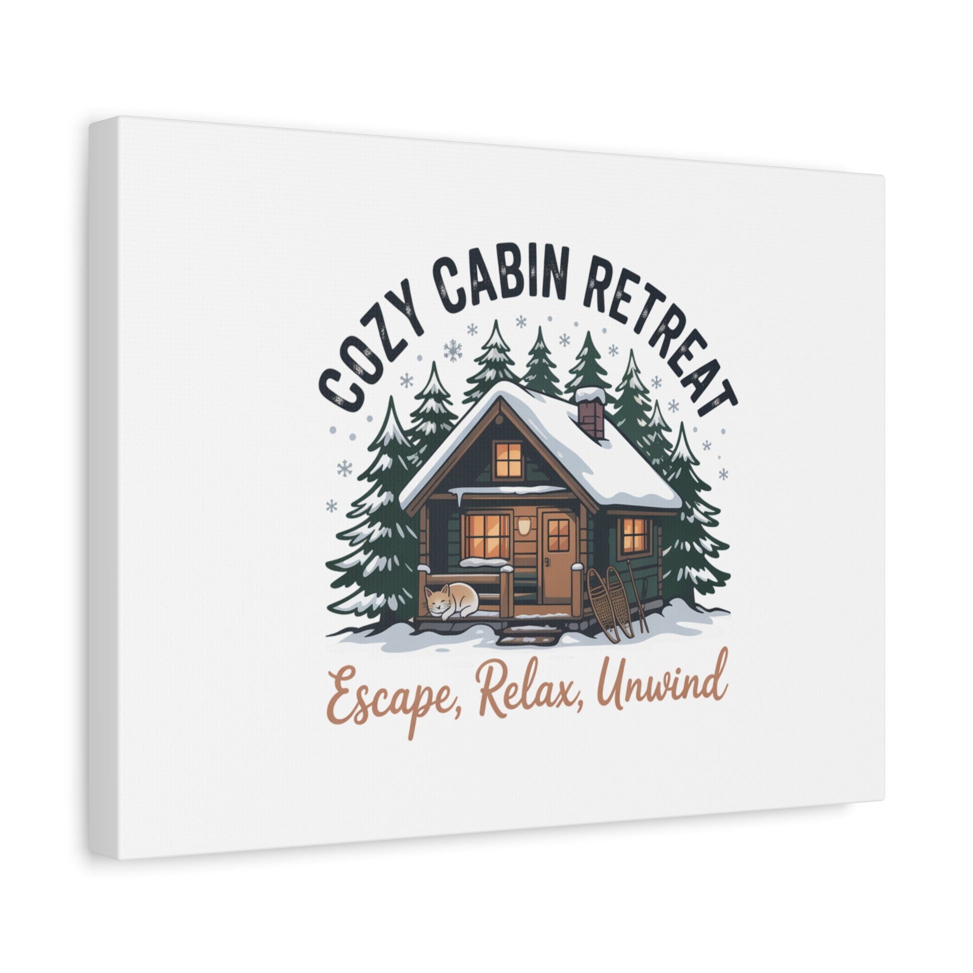 Cozy Cabin Retreat Log Cabin Art Print | Matte Canvas Stretched, 1.25" Printify