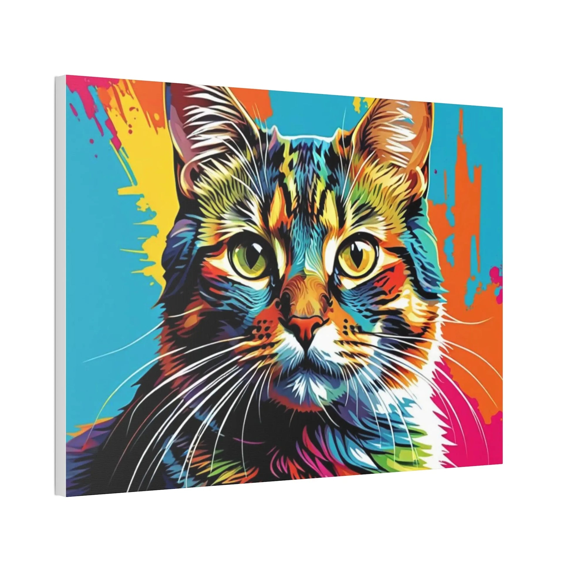 Colorful Pop Art Cat Canvas – Vibrant Stretched Wall Art Printify