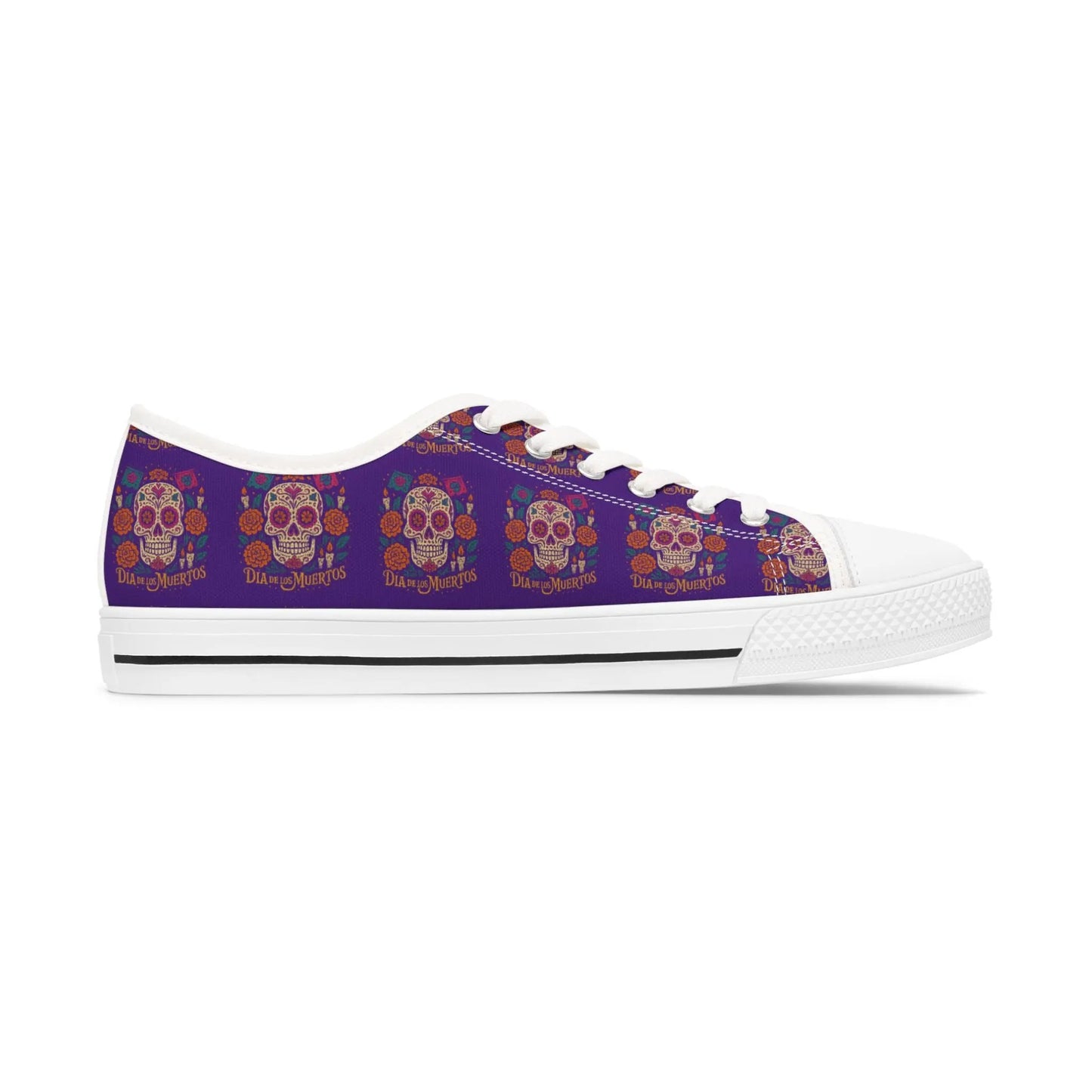 Colorful Skull Women's Low Top Sneakers | Boho Chic Style, Casual Footwear, Festival Fashion, Unique Gift Printify