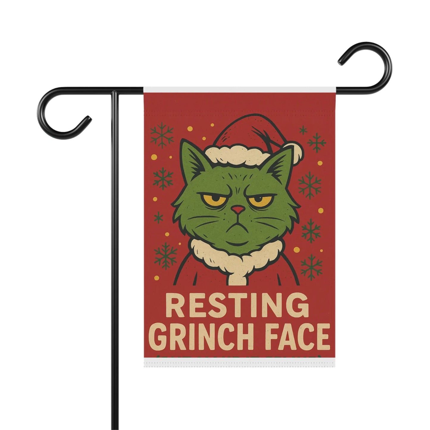 Garden Flag — "Resting Grinch Face" Holiday Decorative House Banner Printify