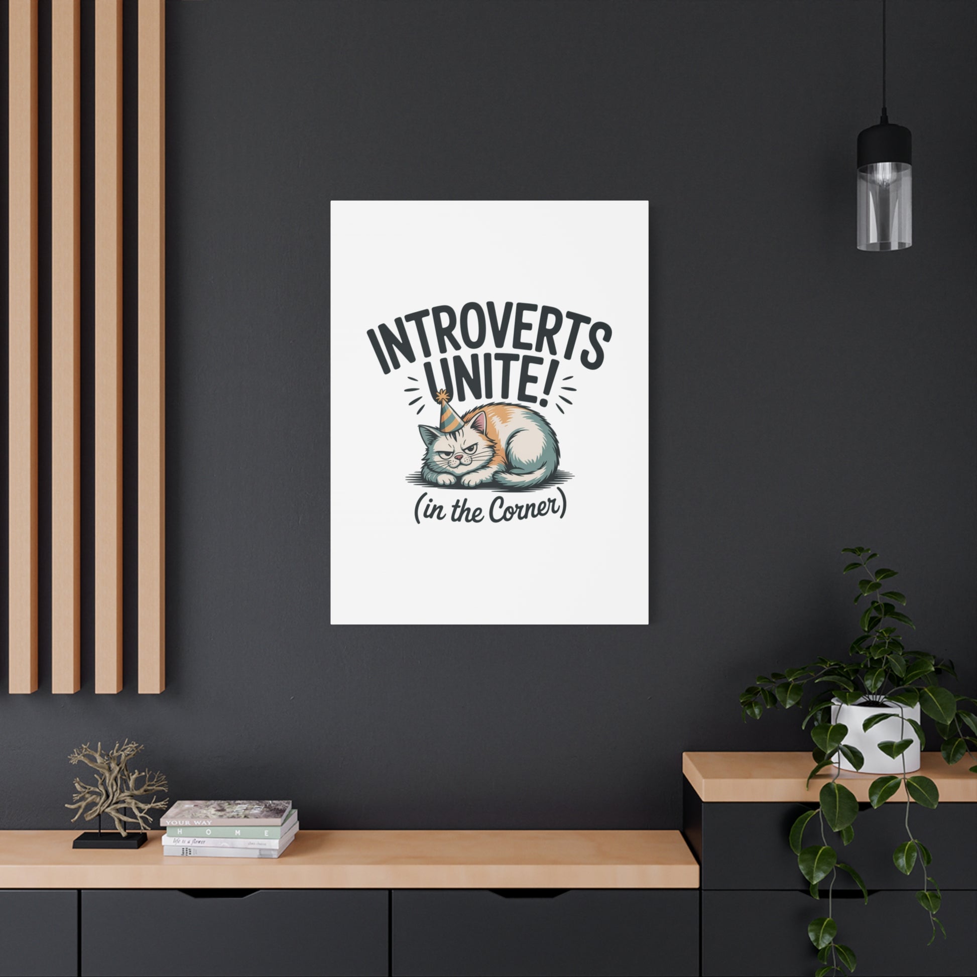 Introverts Unite (In the Corner) Matte Canvas | Funny Holiday Decor, Party Survival Humor Printify