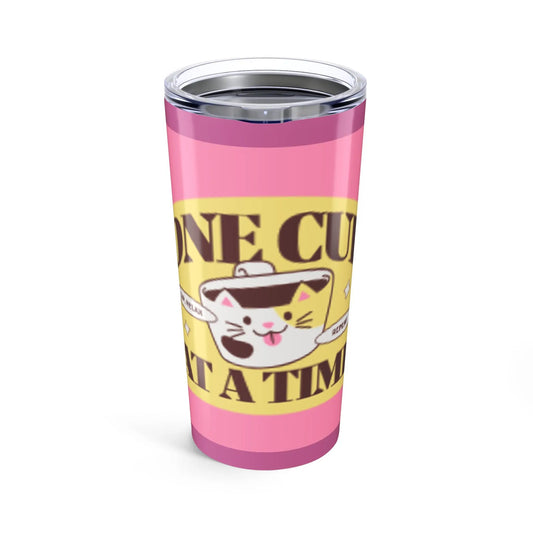 Cute Cat Design Tumbler - Insulated Travel Mug for Cat Lovers, Gift for Pet Owners, Pink Drinkware, Fun Birthday Present Printify