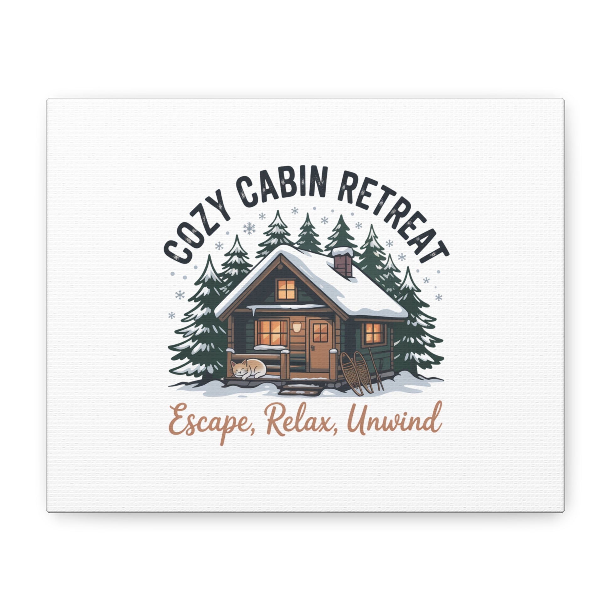 Cozy Cabin Retreat Log Cabin Art Print | Matte Canvas Stretched, 1.25" Printify