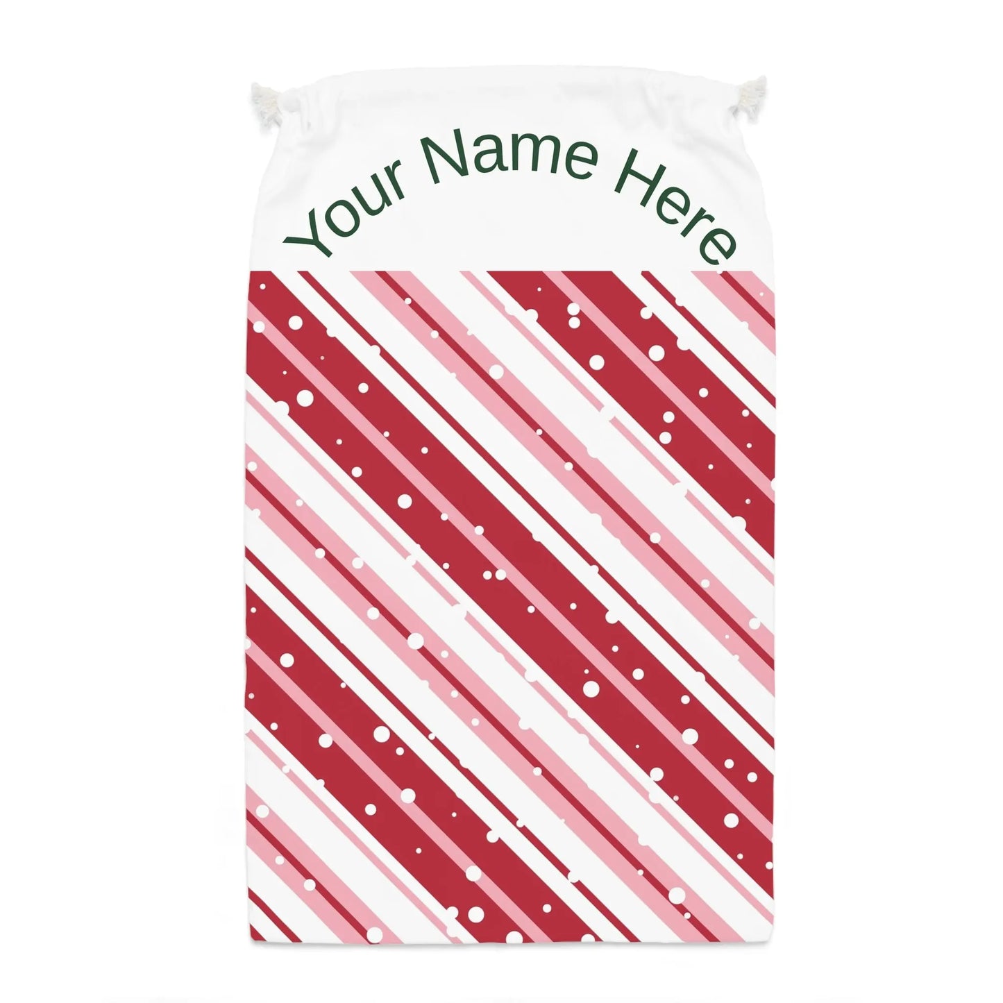 Personalized Candy Cane Stripe Gift Sack – Custom Name Christmas Gift Bag Printify