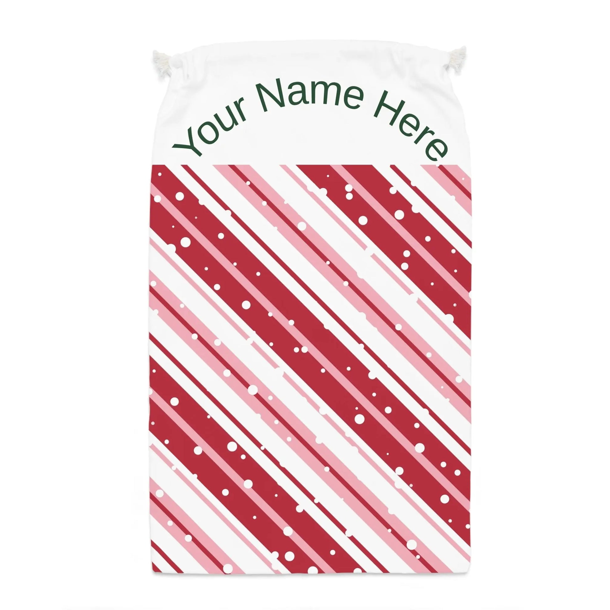 Personalized Candy Cane Stripe Gift Sack – Custom Name Christmas Gift Bag Printify