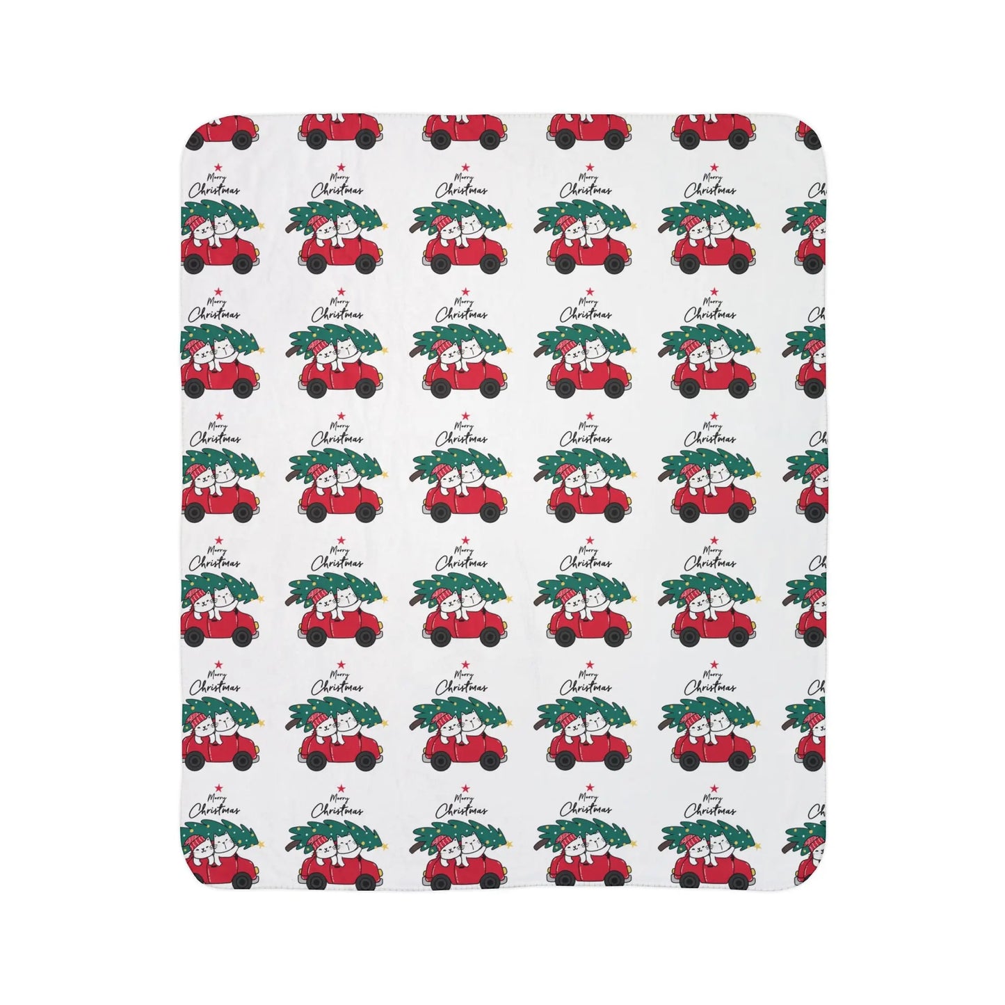 Christmas Red Truck Fleece Sherpa Blanket Printify