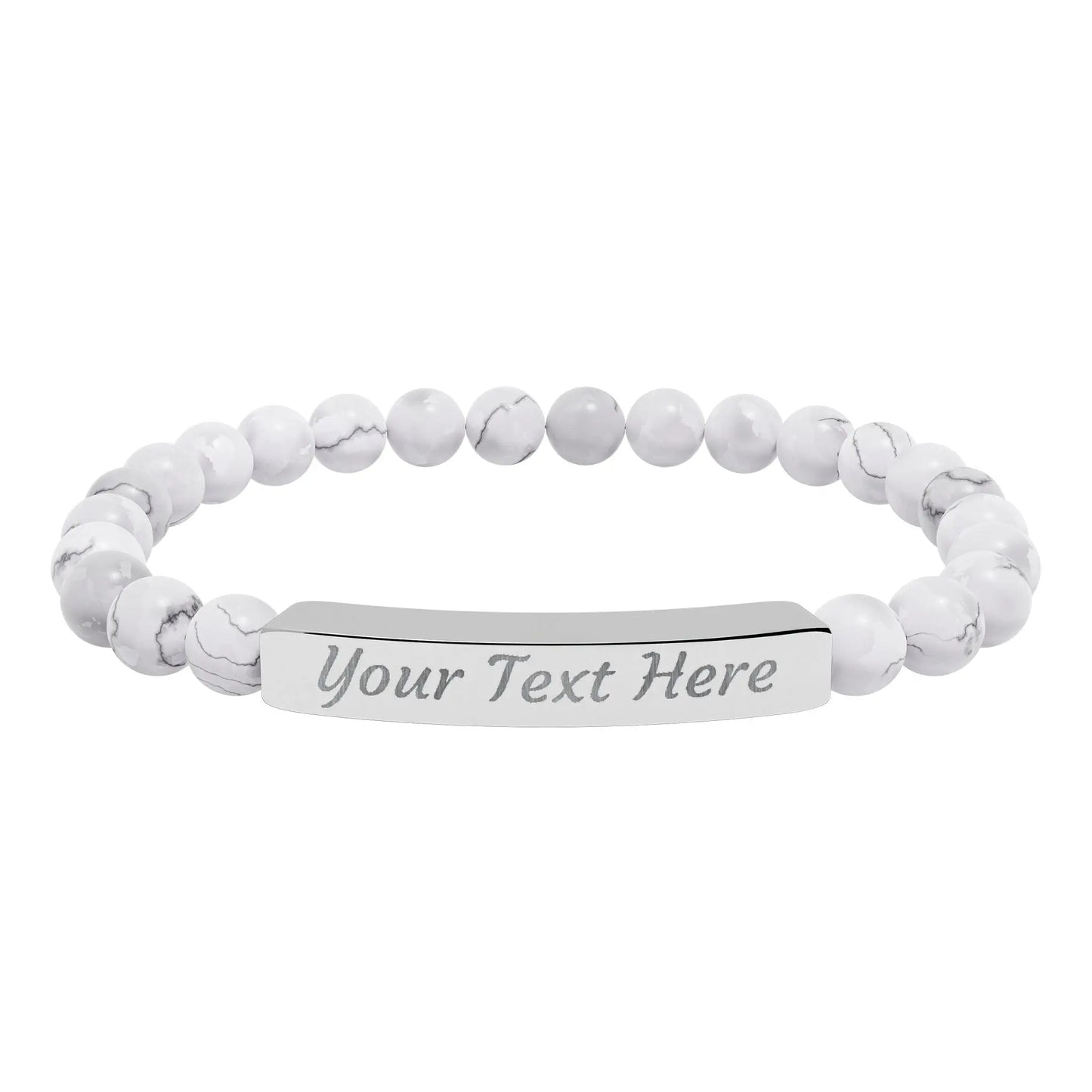 Engravable Natural Stone Stretch Bar Bracelet — Personalized Beaded Bracelet Printify