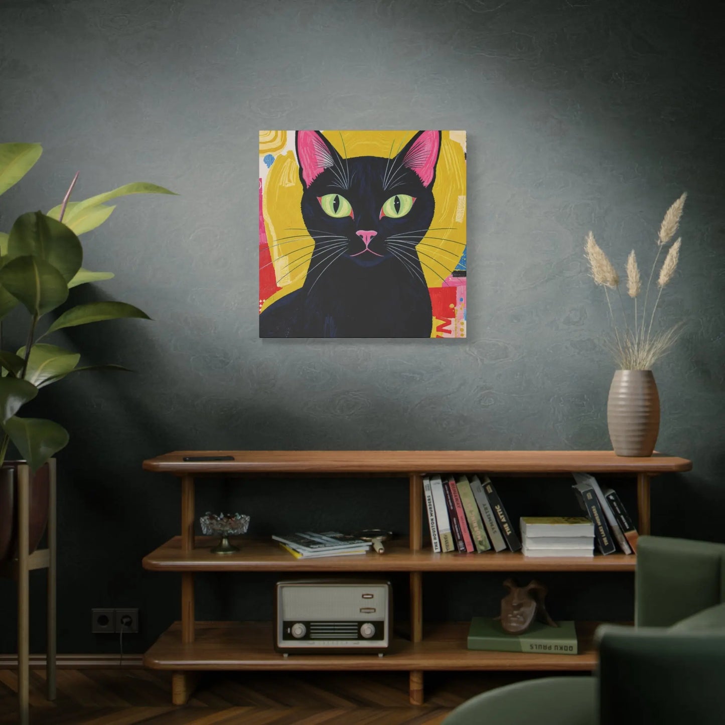 Black Cat Pop Art Matte Canvas Print — Stretched 1.25" Printify