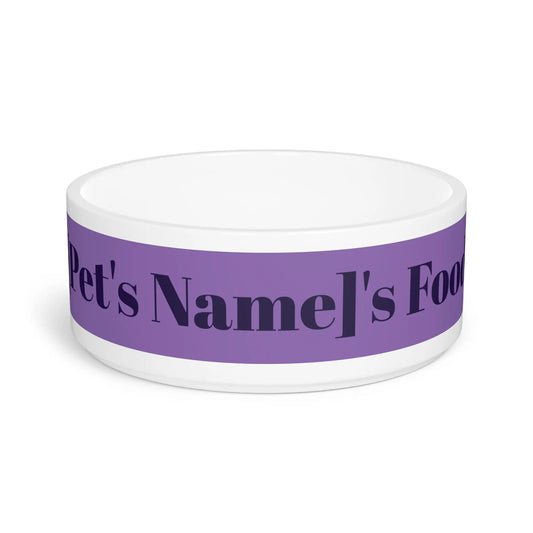 Personalized Pet Name Food Bowl | Custom Pet Bowl, Purple Name Band Printify