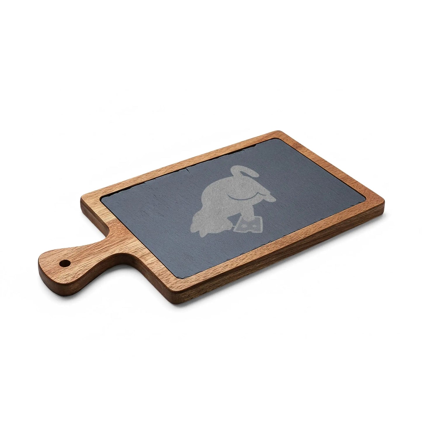 Engraved Cat Cheese Board — Bamboo Charcuterie Set with Slate Inlay Printify