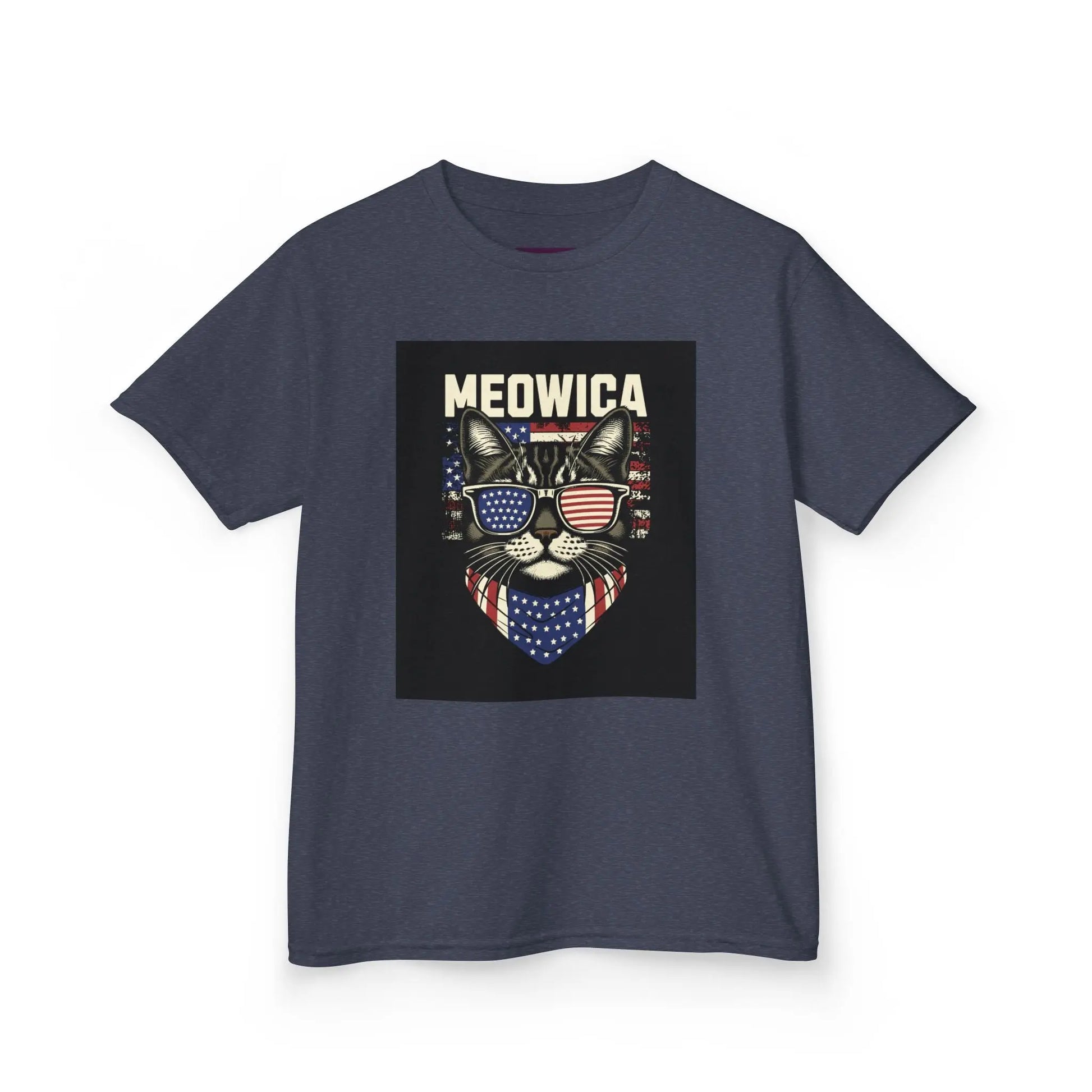 Kids Tee Patriotic Cat Fun T-Shirt for Kids 4th of July Gift Summer Style Shirt Printify