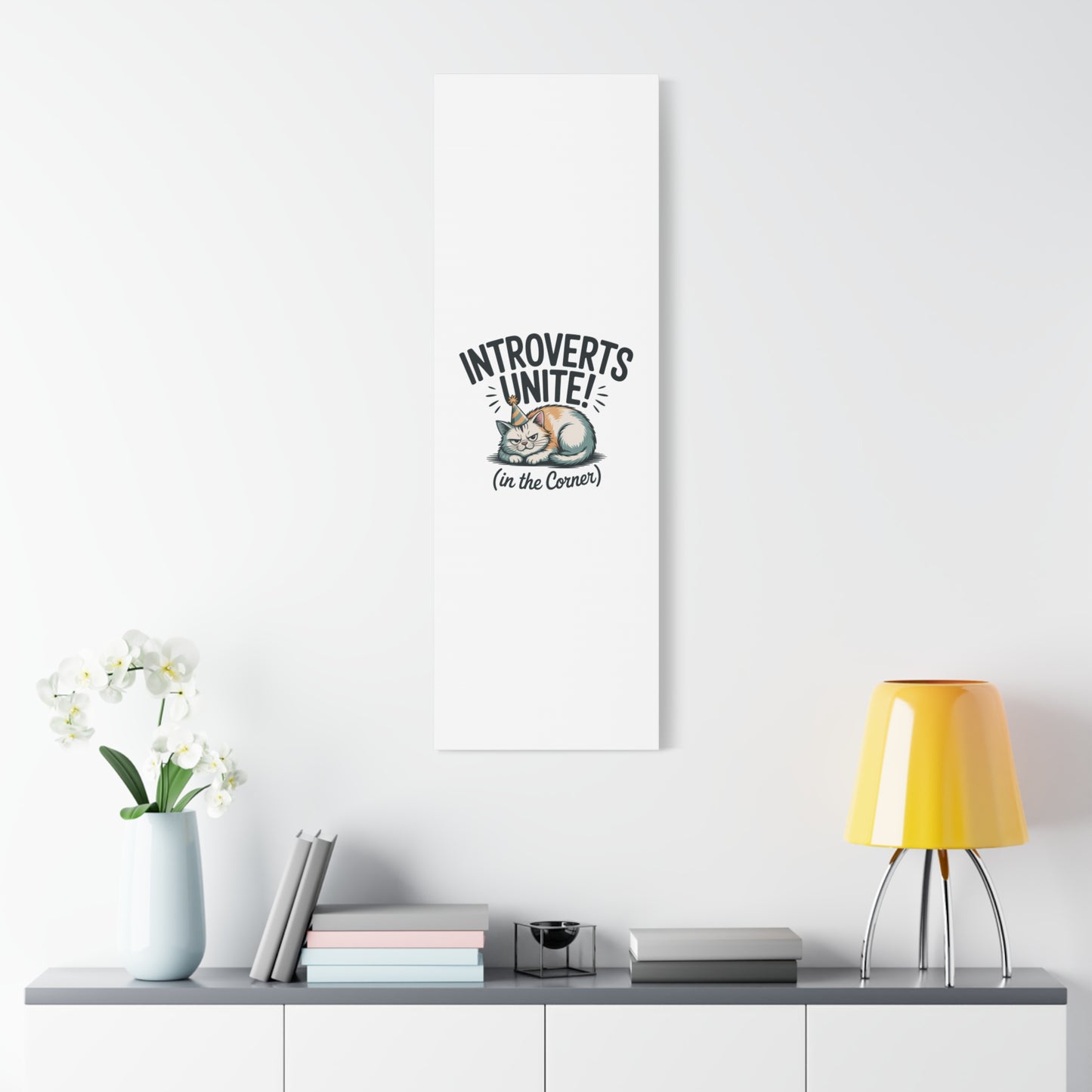Introverts Unite (In the Corner) Matte Canvas | Funny Holiday Decor, Party Survival Humor Printify