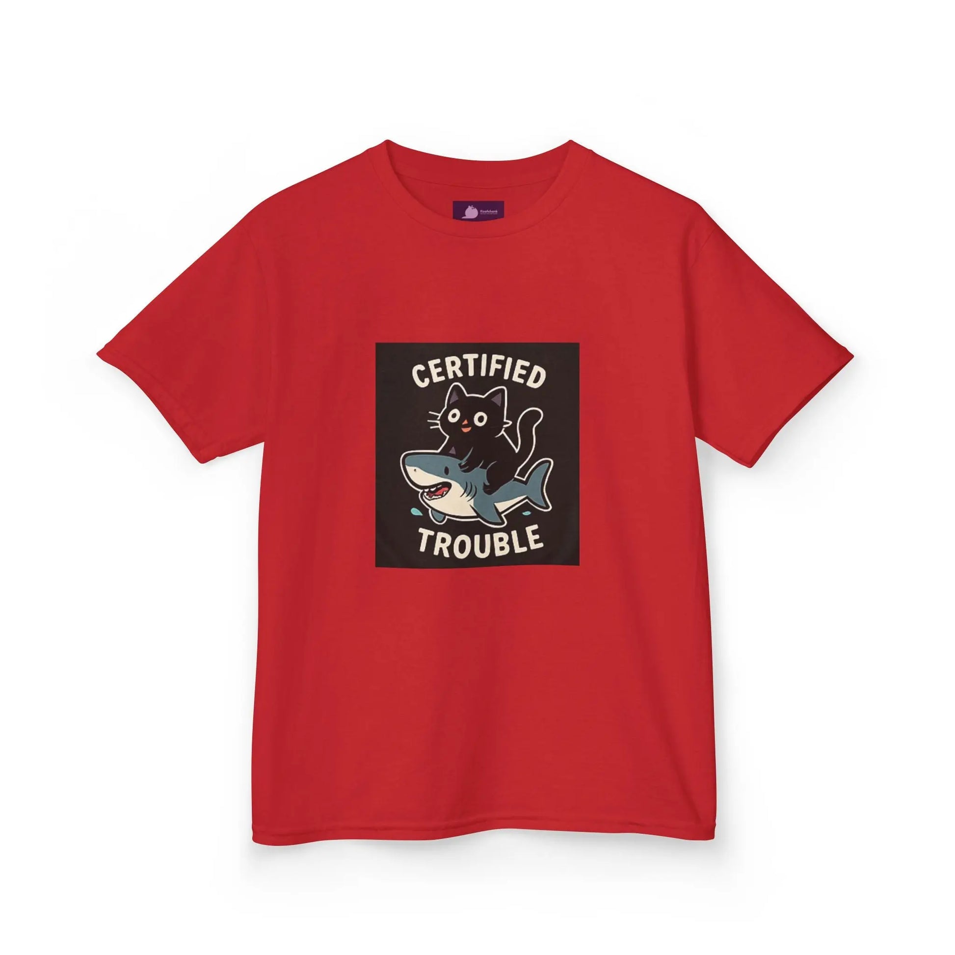 Kids Tee — "Certified Trouble" Shark Graphic Printify