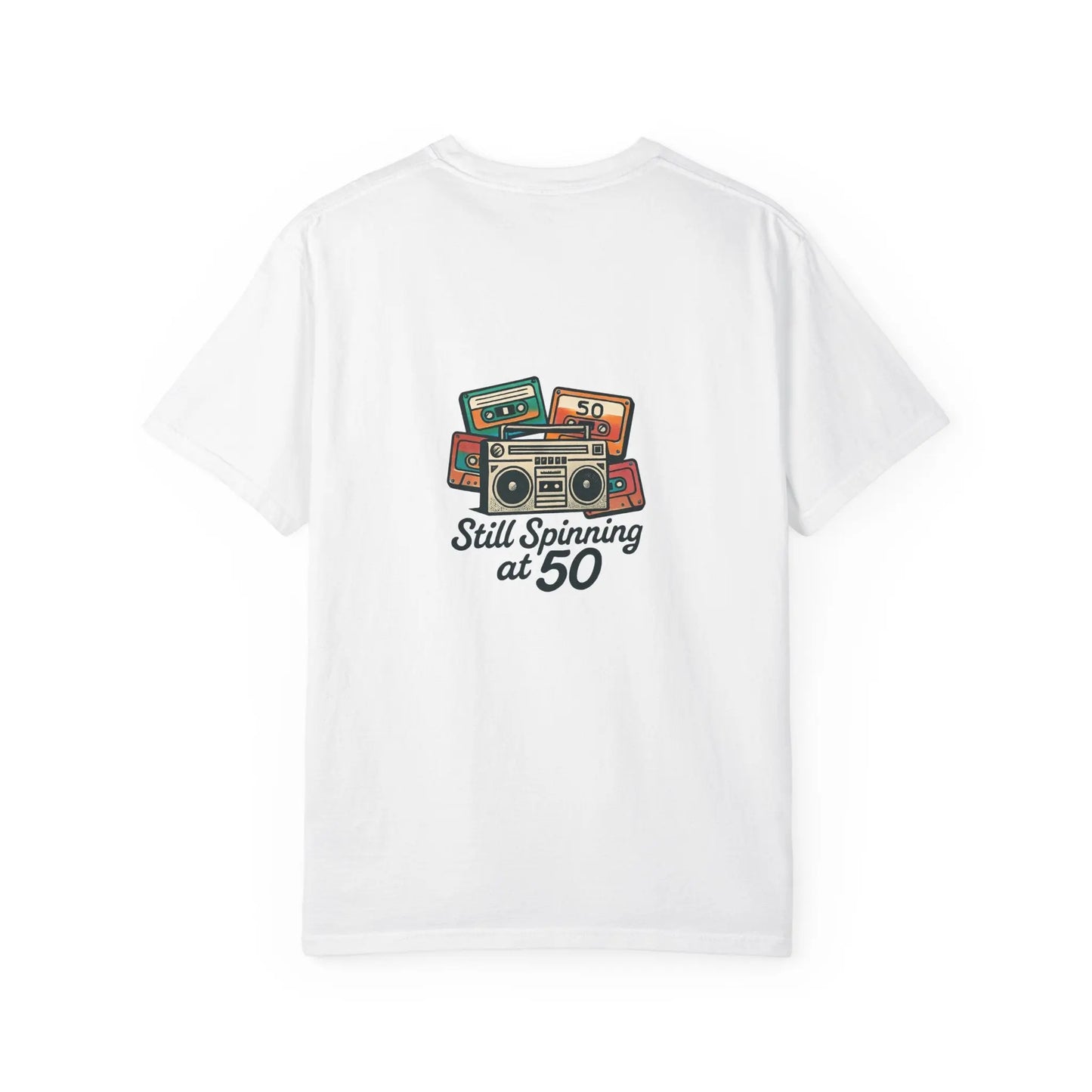 Crew T-Shirt - 'Still Spinning at 50' Retro Boombox Tee Printify