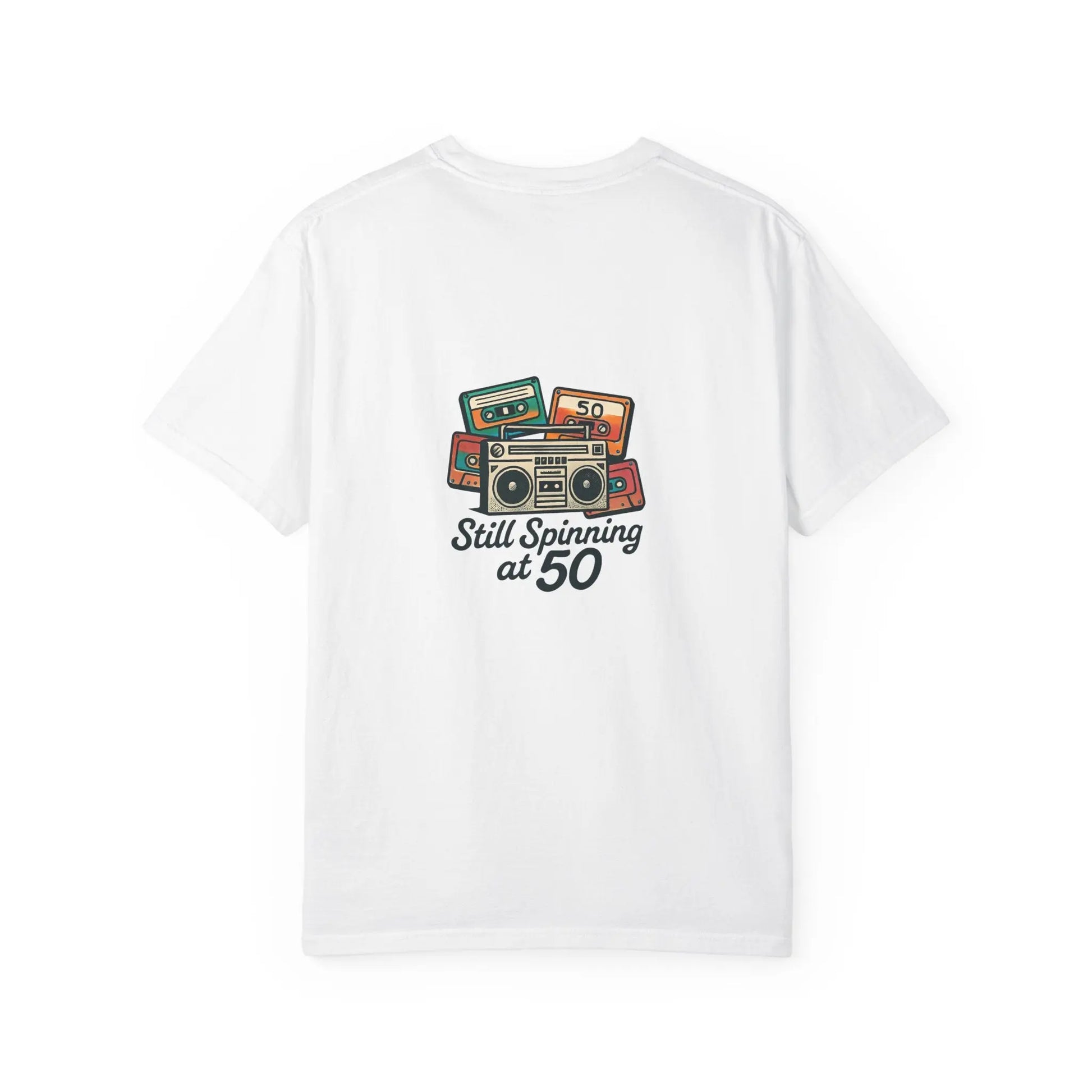 Crew T-Shirt - 'Still Spinning at 50' Retro Boombox Tee Printify