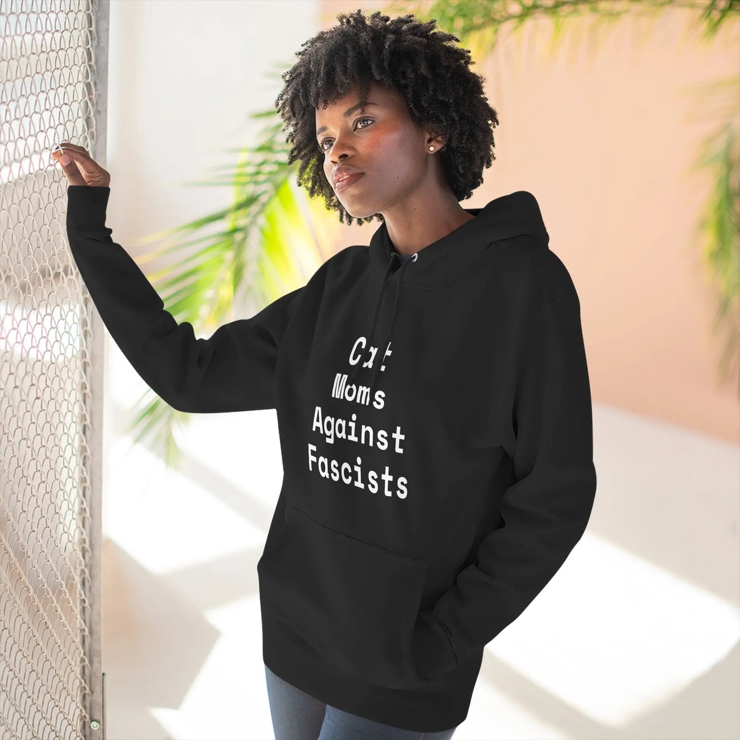 Cat Moms Against Fascists Hoodie Printify