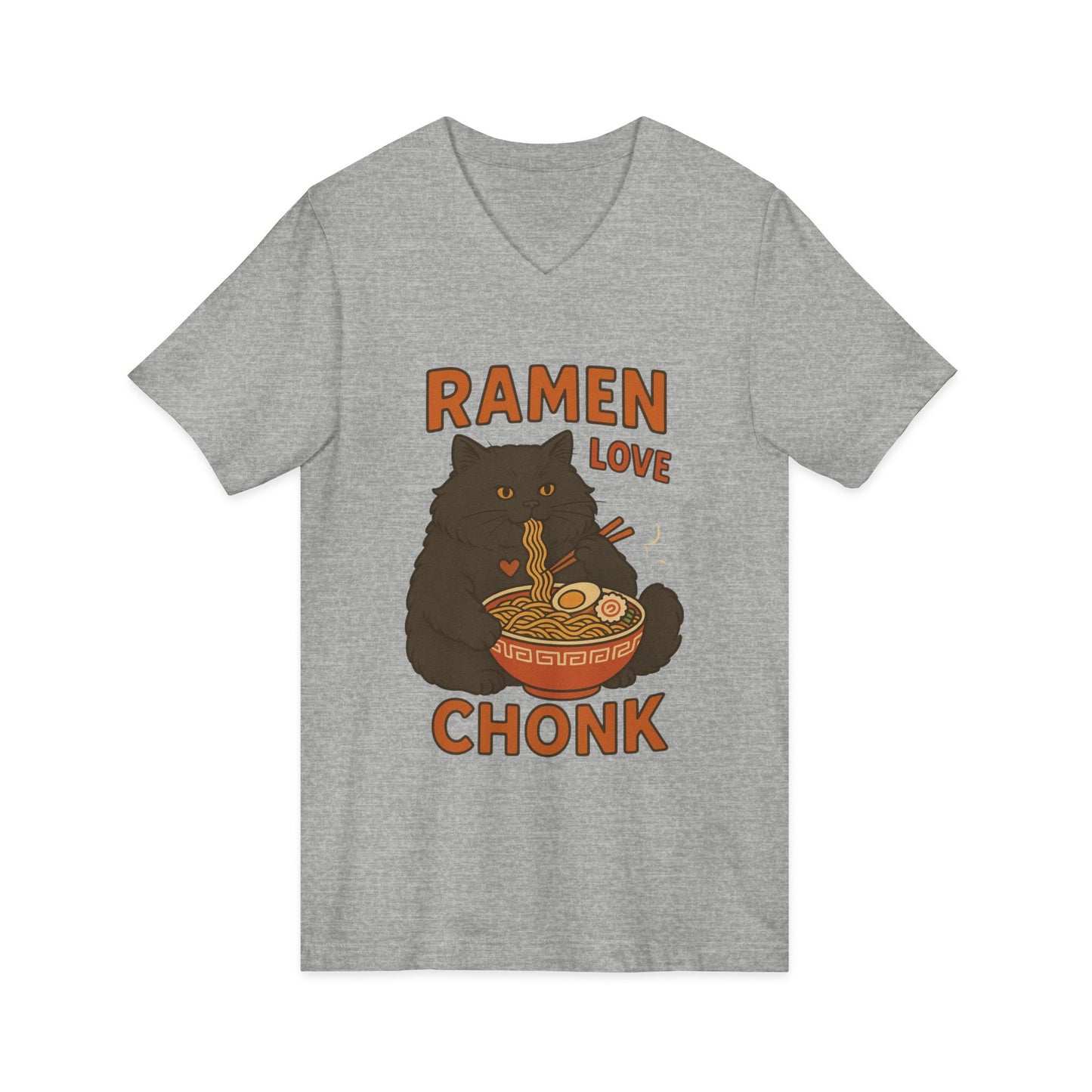 Ramen Love Chonk Cat V-Neck Tee