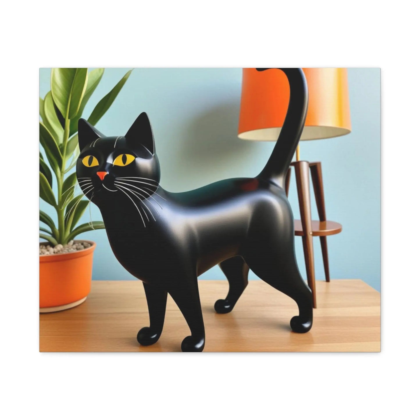 Black Cat Art Canvas Print — Retro Home Decor Wall Art Printify