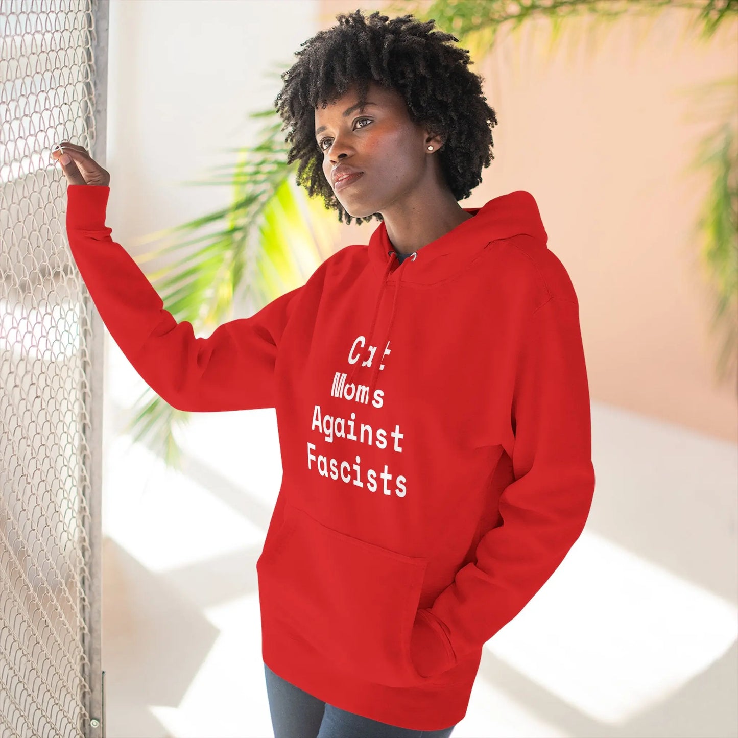 Cat Moms Against Fascists Hoodie Printify