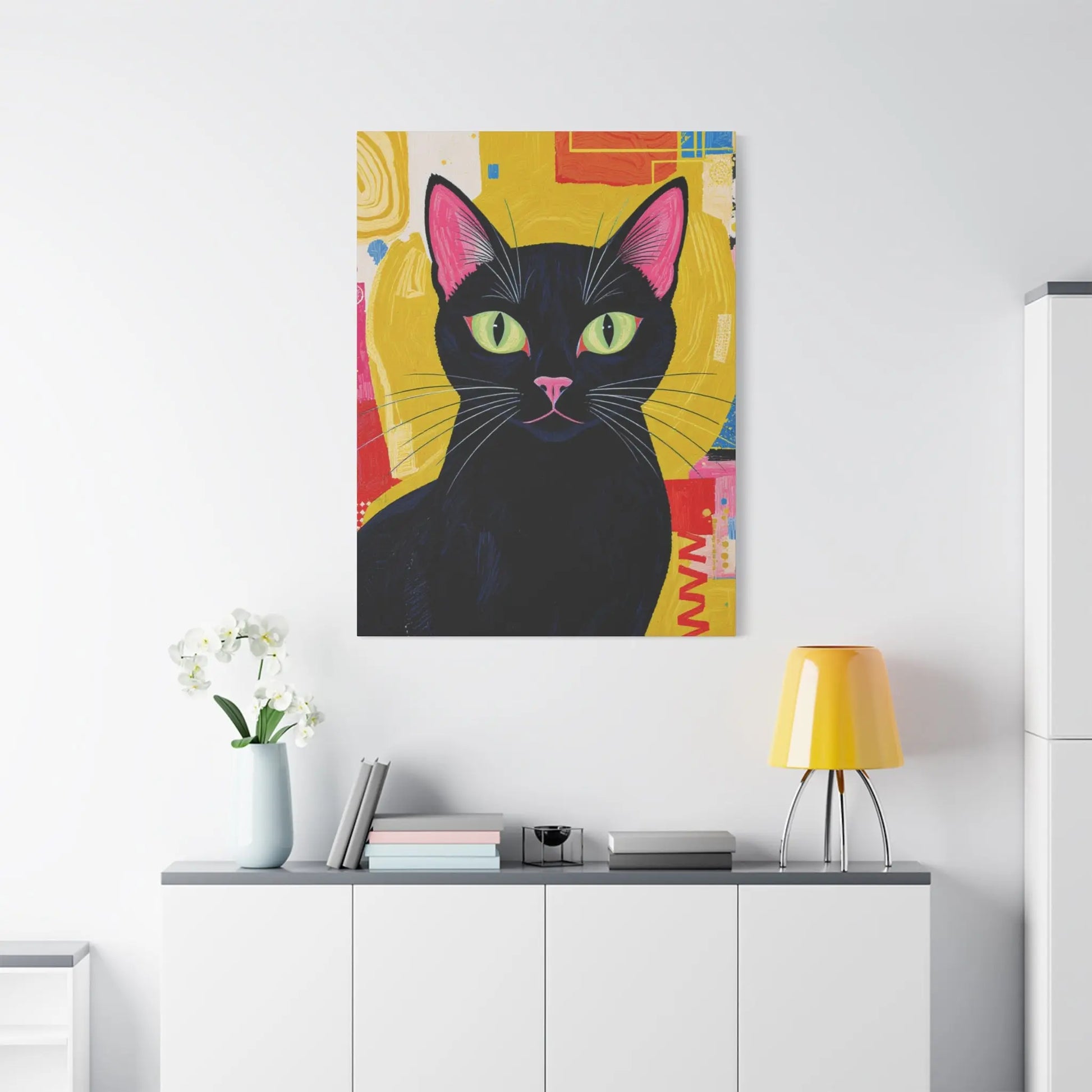 Black Cat Pop Art Matte Canvas Print — Stretched 1.25" Printify