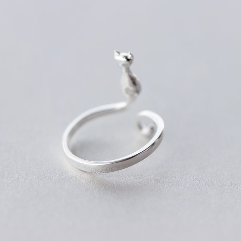 S925 Silver Cat Ring Women Index Finger Ring