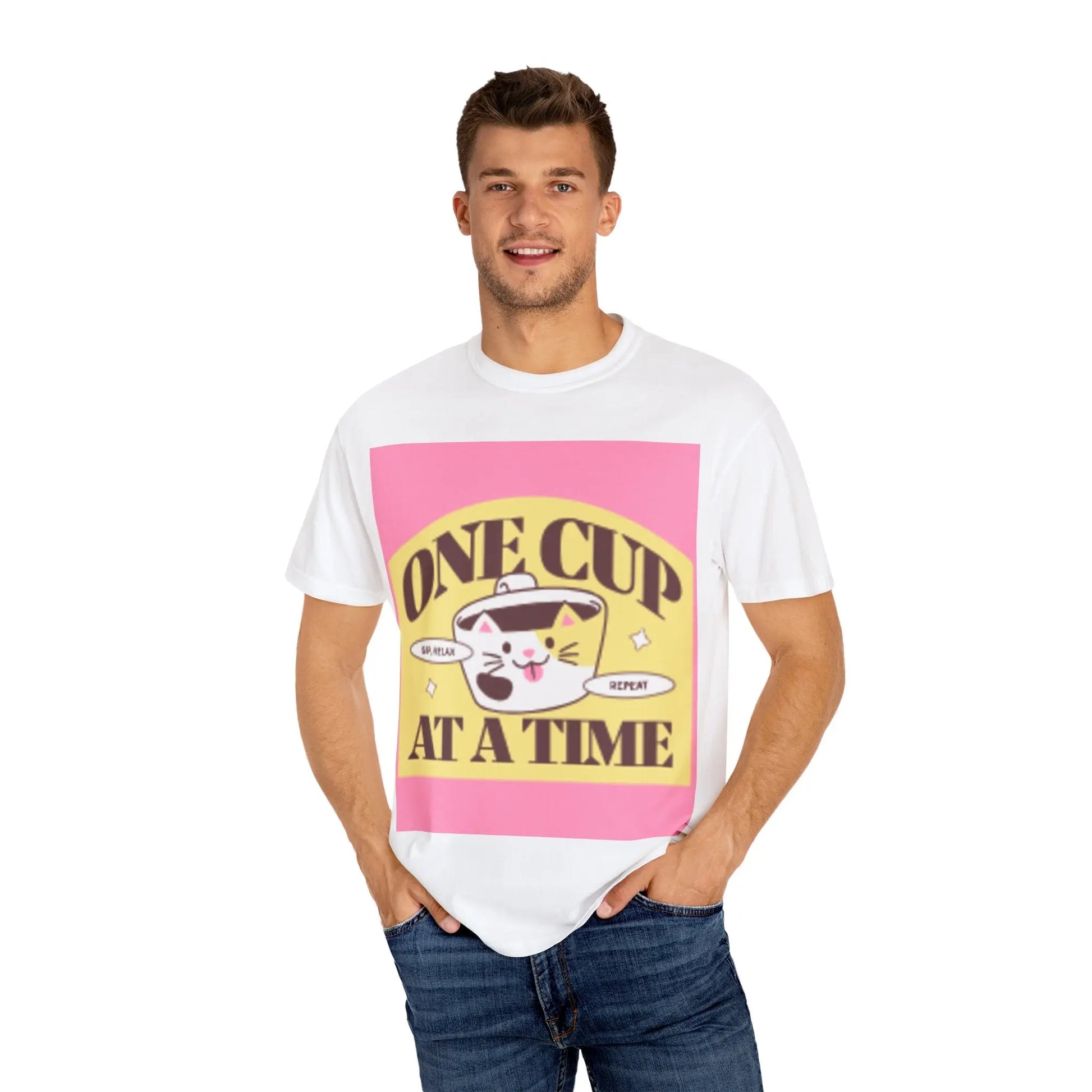 Cute Cat Retro Coffee T-Shirt, Funny Cat Lover Tee, Gift for Pet Owners, Coffee Addict Shirt, Unisex Funny Tee Printify