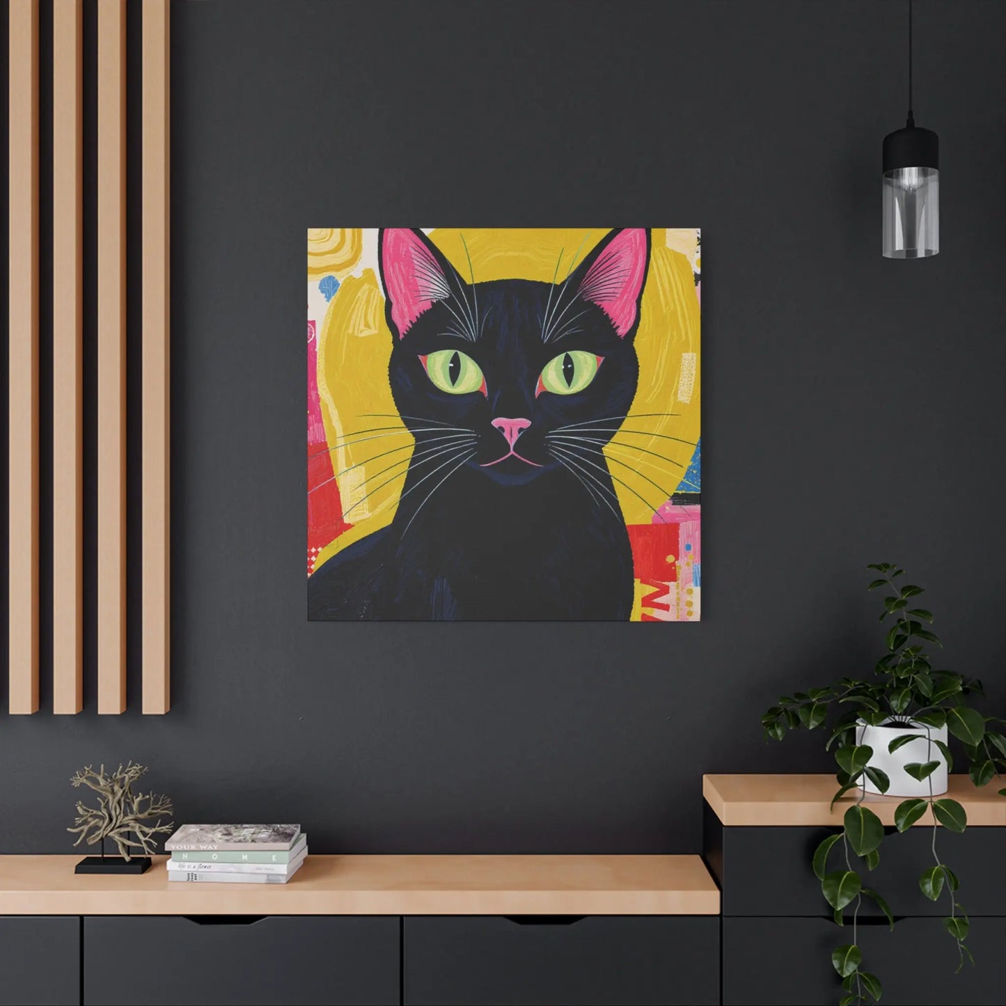 Black Cat Pop Art Matte Canvas Print — Stretched 1.25" Printify