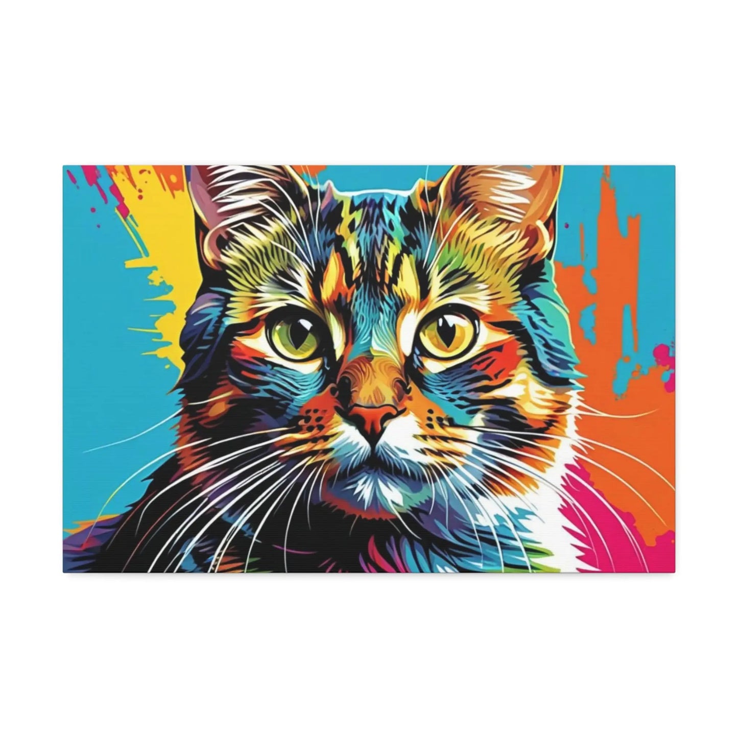 Colorful Pop Art Cat Canvas – Vibrant Stretched Wall Art Printify