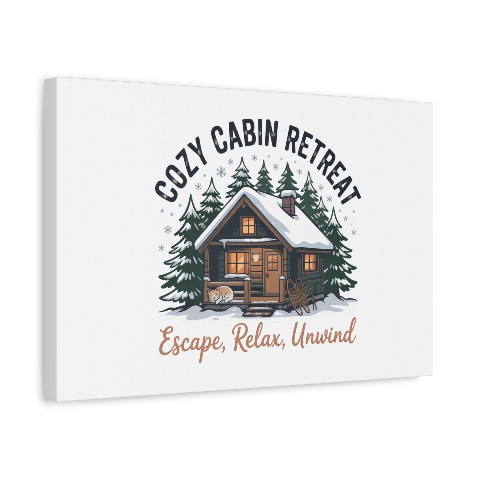 Cozy Cabin Retreat Log Cabin Art Print | Matte Canvas Stretched, 1.25" Printify