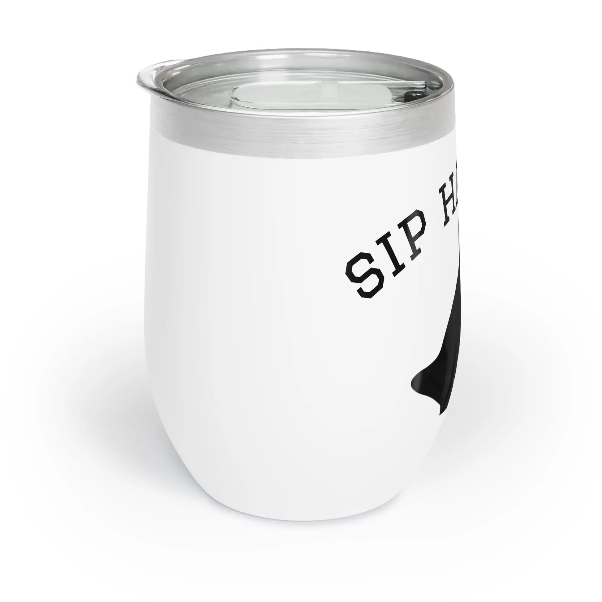 Wine Tumbler, Chic Funny Black Cat Design, Gift for Wine Lovers and Cat Owners Printify