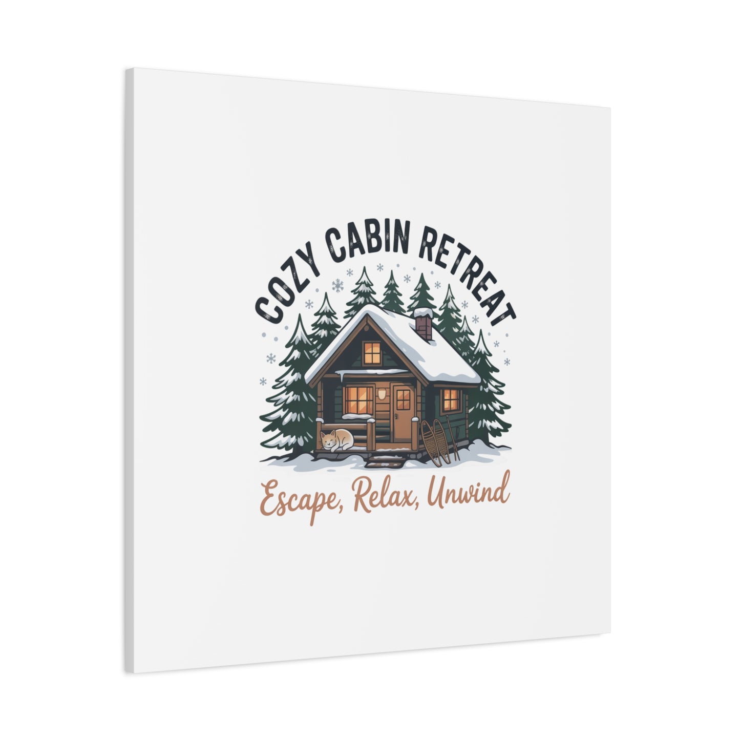 Cozy Cabin Retreat Log Cabin Art Print | Matte Canvas Stretched, 1.25" Printify
