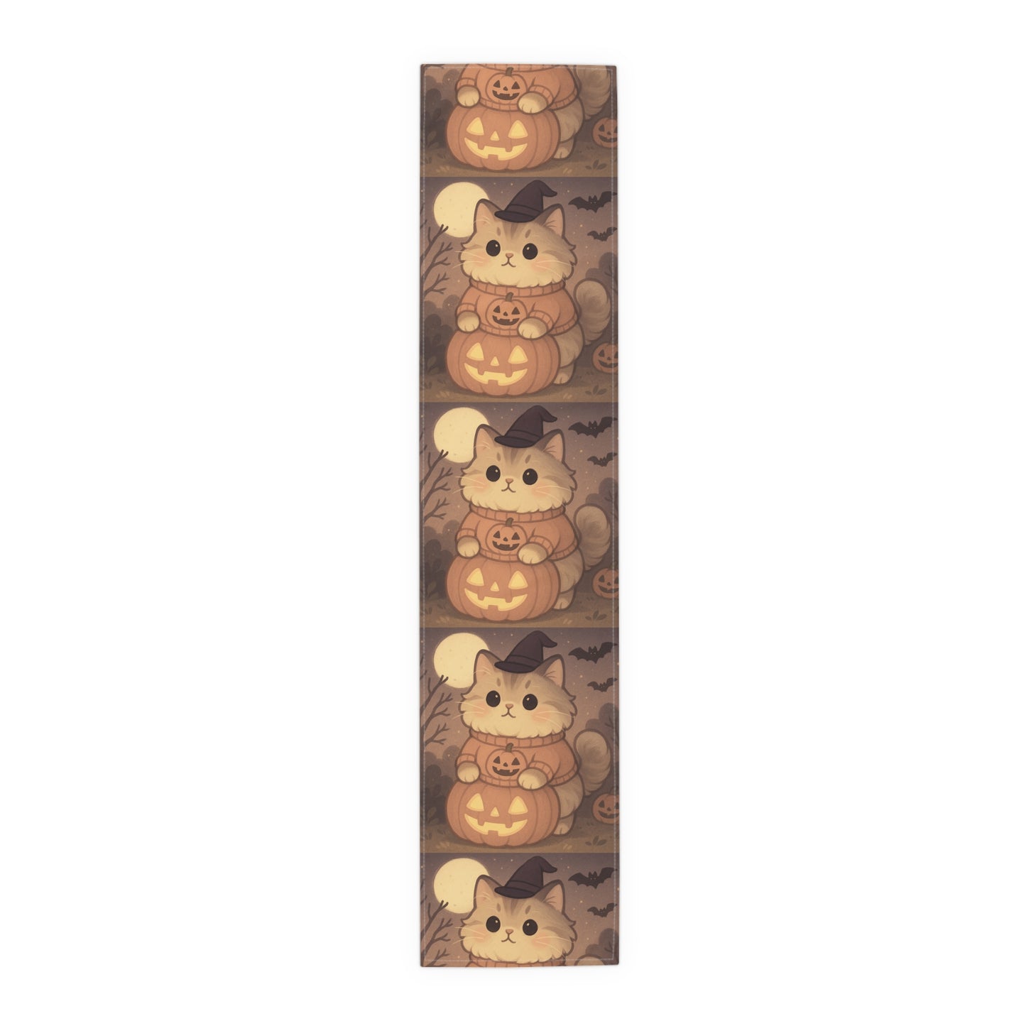 Cotton Halloween Cat Table Runner - FloofChonk