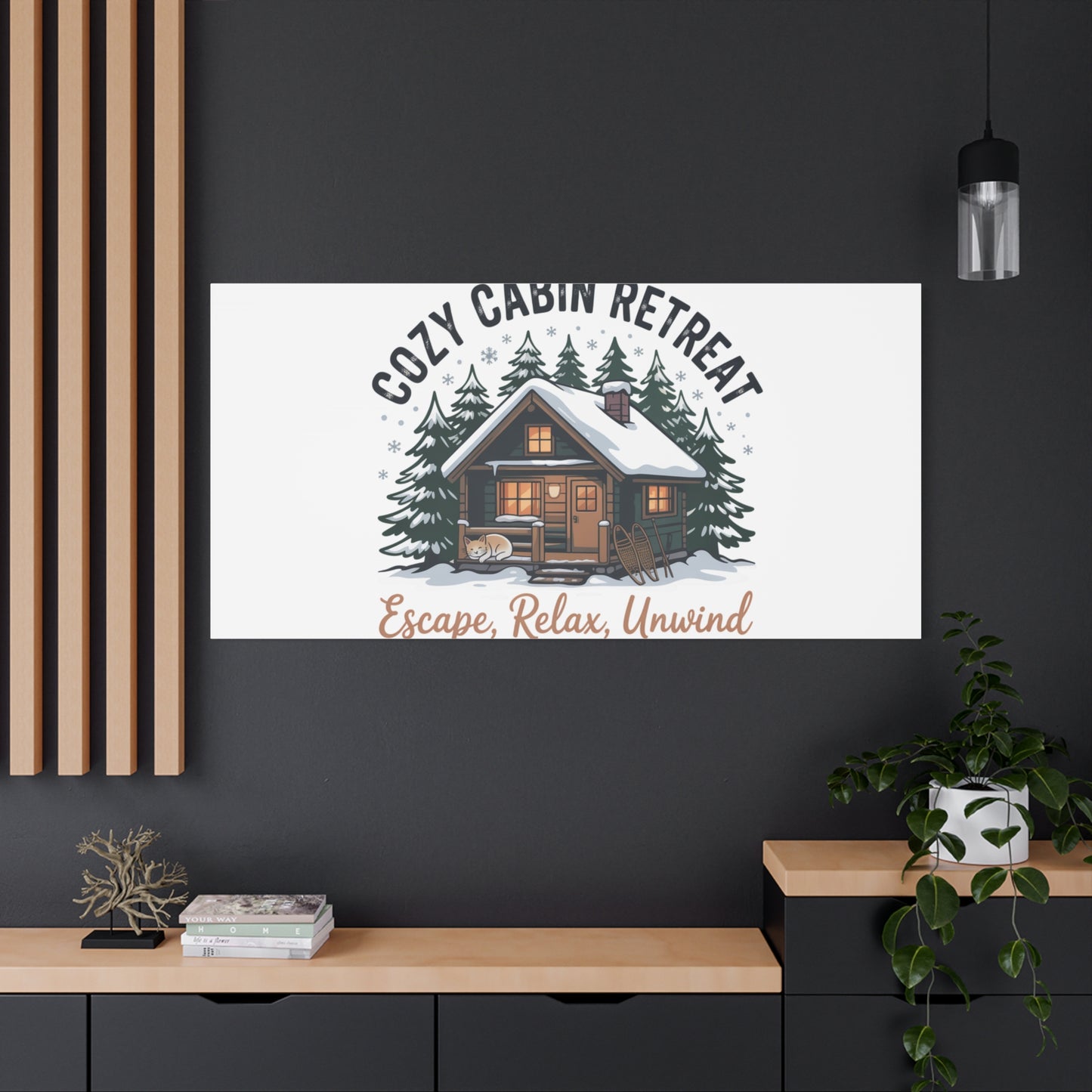 Cozy Cabin Retreat Log Cabin Art Print | Matte Canvas Stretched, 1.25" Printify
