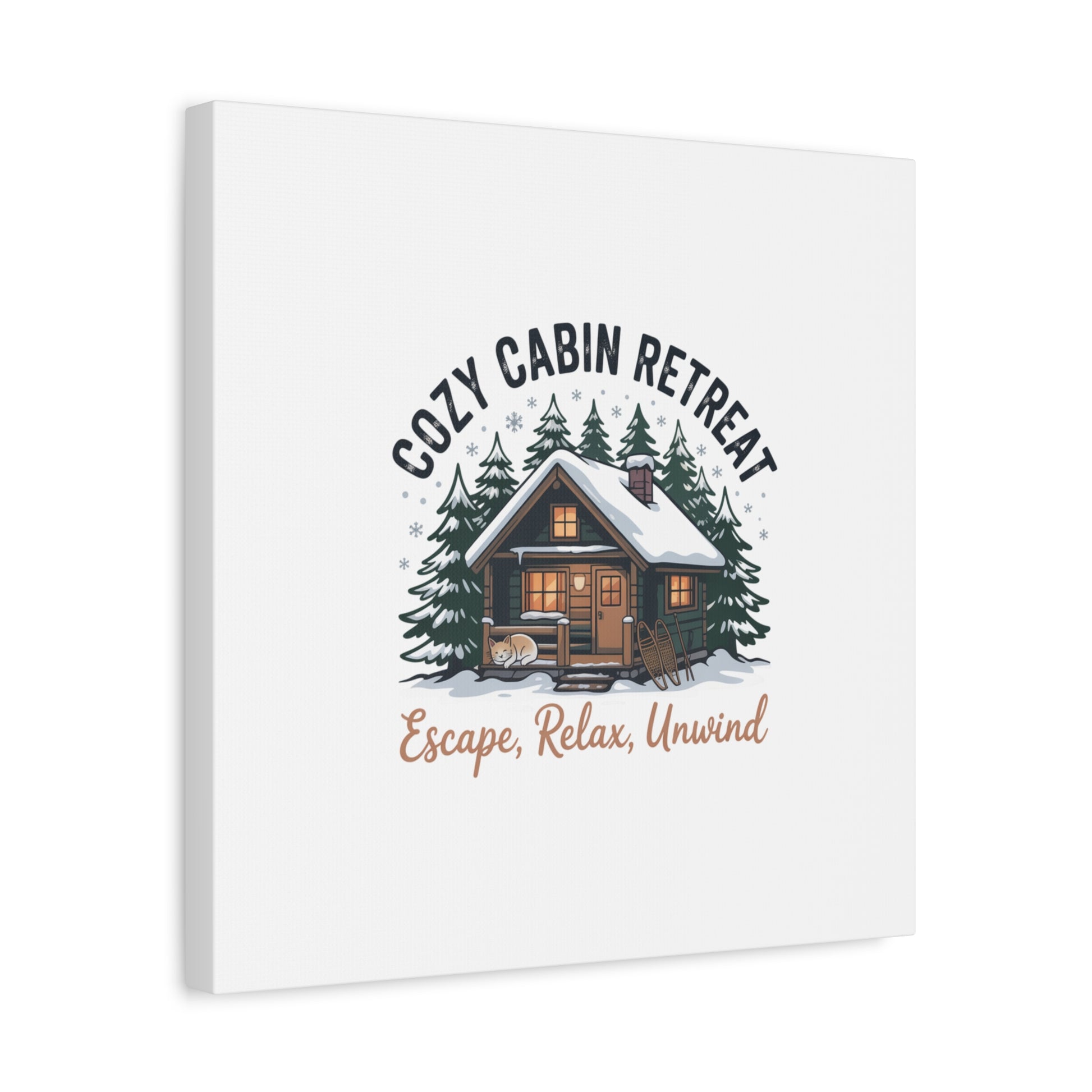 Cozy Cabin Retreat Log Cabin Art Print | Matte Canvas Stretched, 1.25" Printify