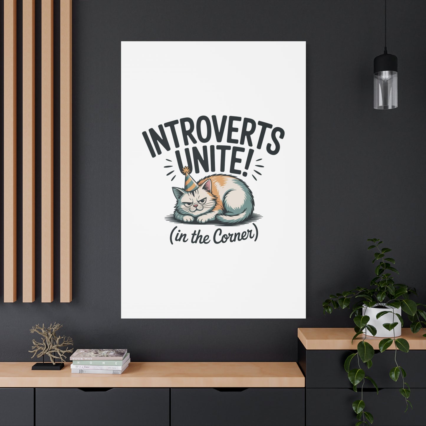 Introverts Unite (In the Corner) Matte Canvas | Funny Holiday Decor, Party Survival Humor Printify