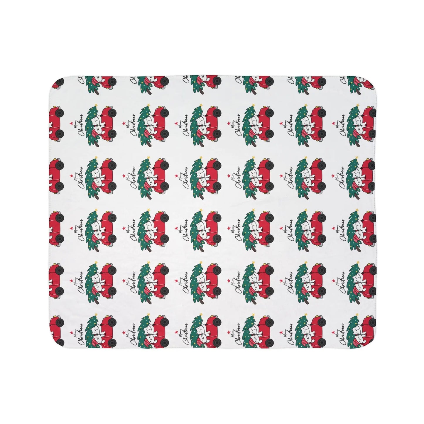 Christmas Red Truck Fleece Sherpa Blanket Printify