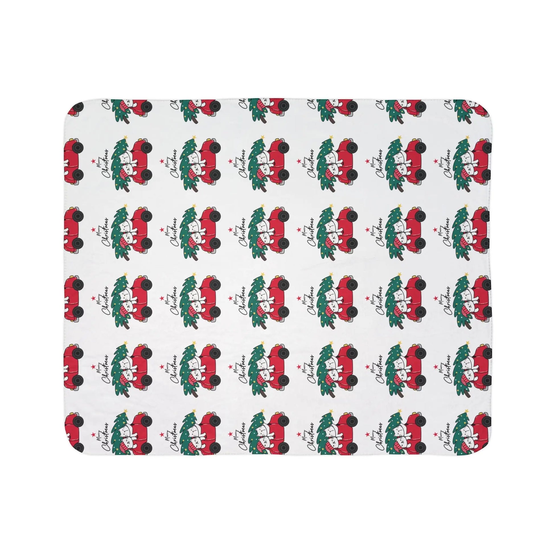 Christmas Red Truck Fleece Sherpa Blanket Printify