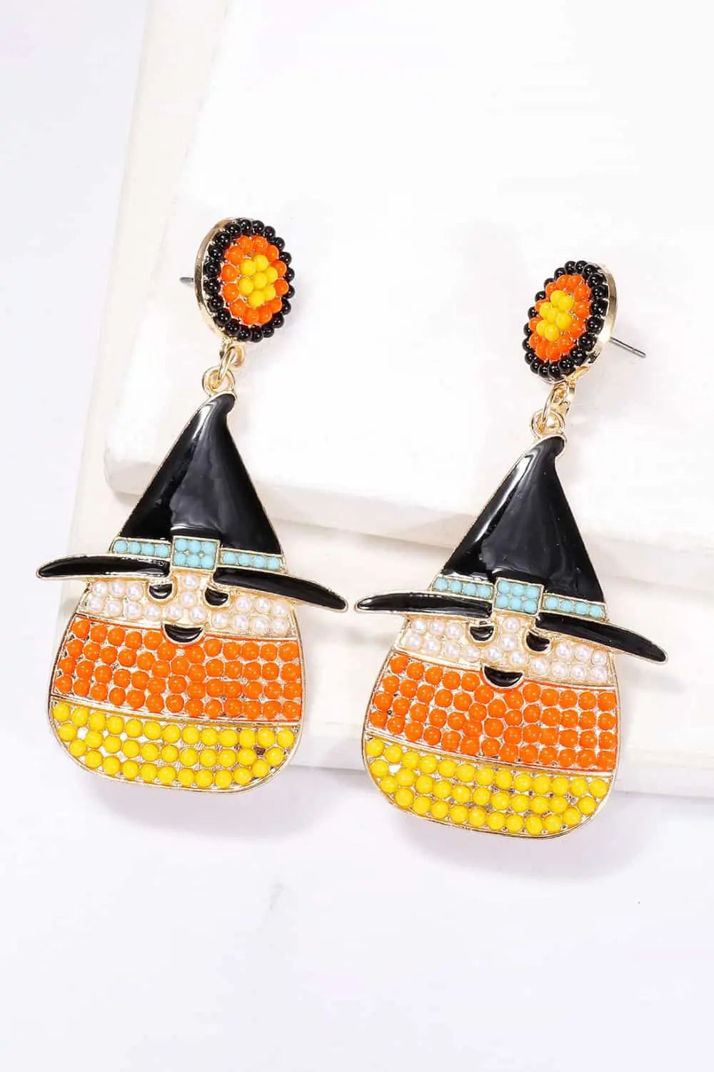 Witch's Hat Shape Synthetic Pearl Dangle Earrings - FloofChonk