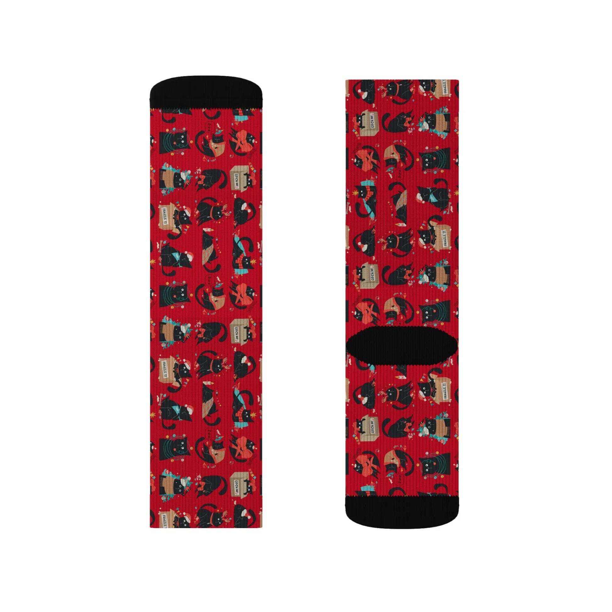 Holiday Cat Sublimation Socks Printify
