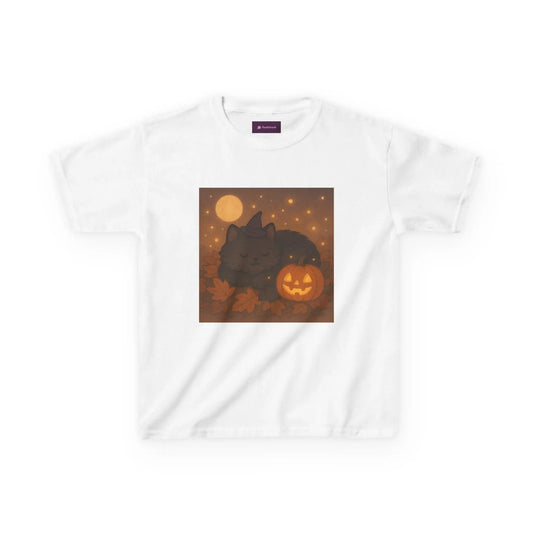 Halloween Cat Tee, Fall Shirt, Cute Pumpkin Gift, Cozy Kids Clothes, Autumn Vibes, Trick or Treat Apparel - Kids T-Shirt, Sweatshirt,