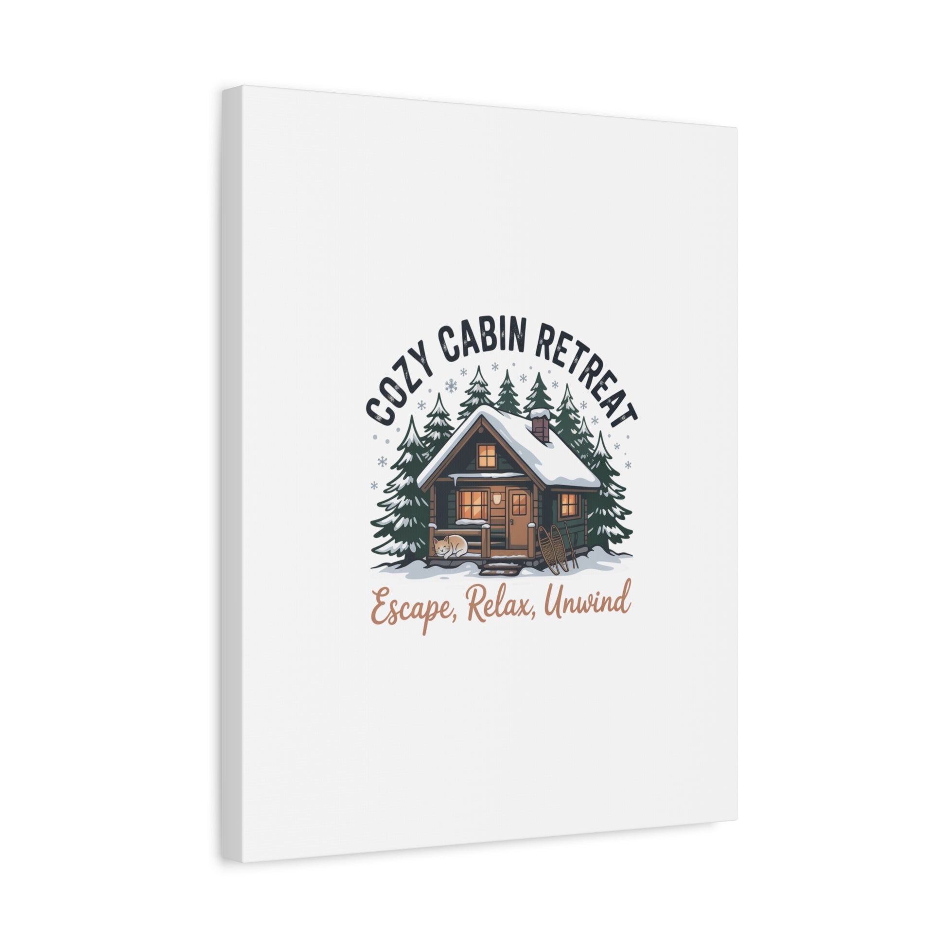 Cozy Cabin Retreat Log Cabin Art Print | Matte Canvas Stretched, 1.25" Printify