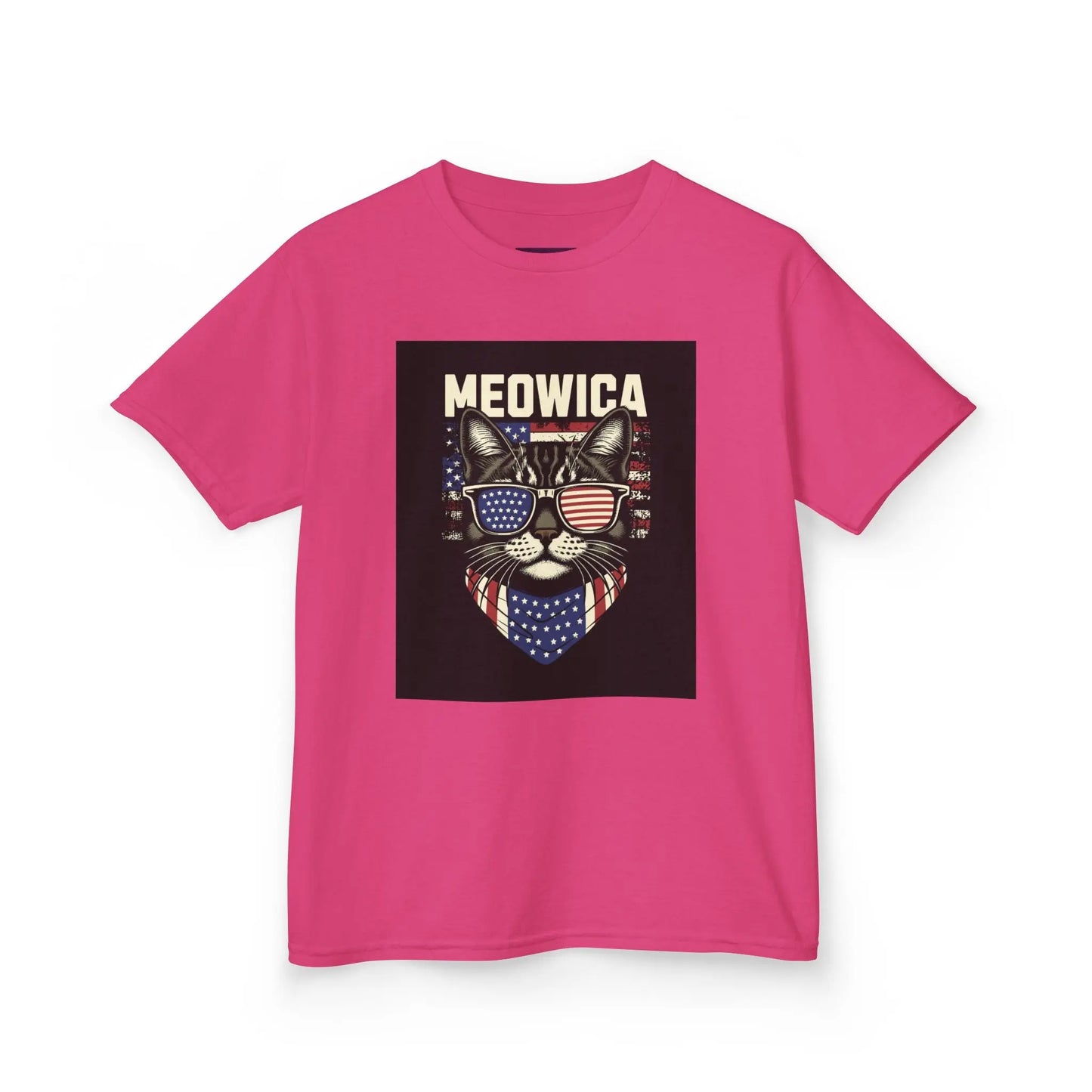 Kids Tee Patriotic Cat Fun T-Shirt for Kids 4th of July Gift Summer Style Shirt Printify