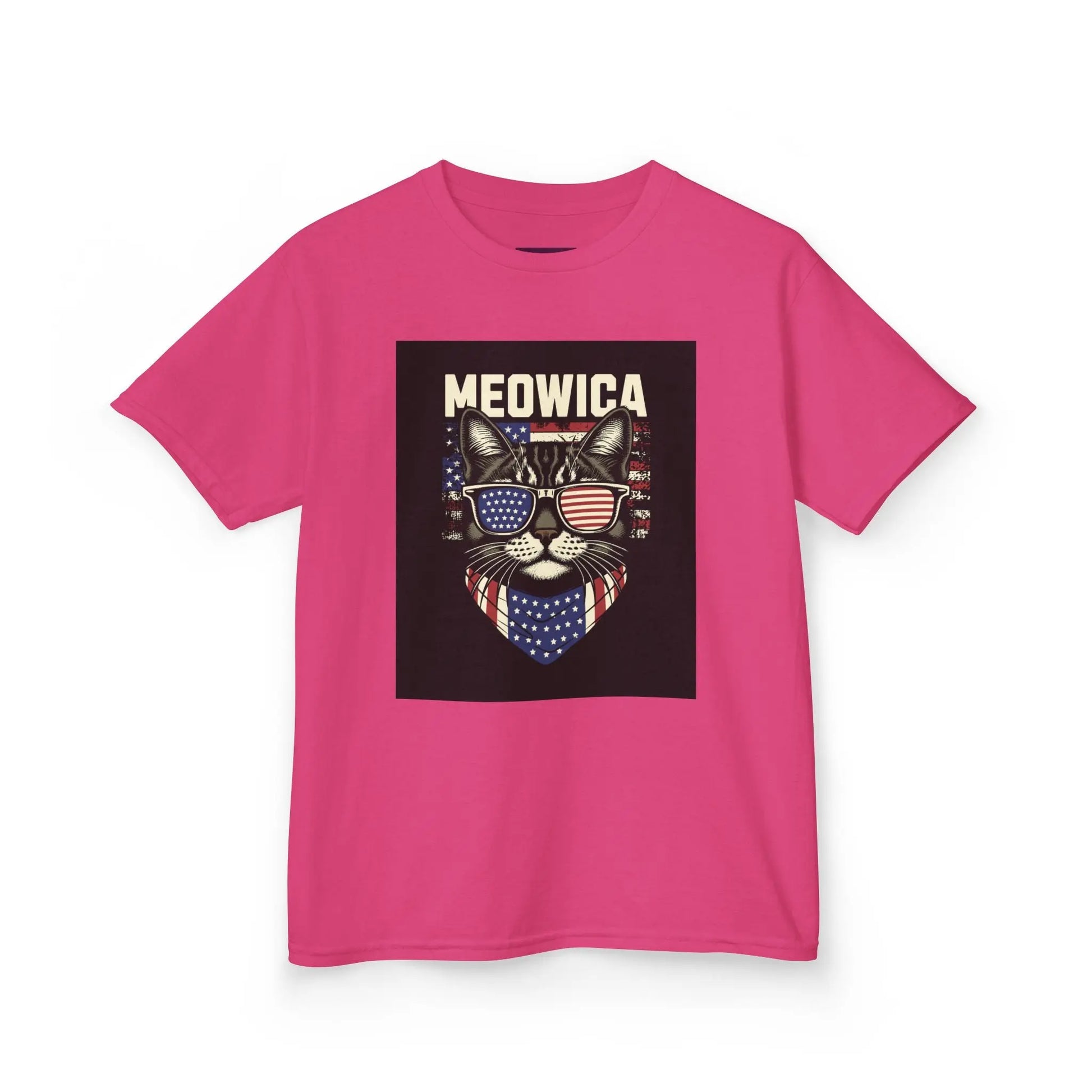 Kids Tee Patriotic Cat Fun T-Shirt for Kids 4th of July Gift Summer Style Shirt Printify
