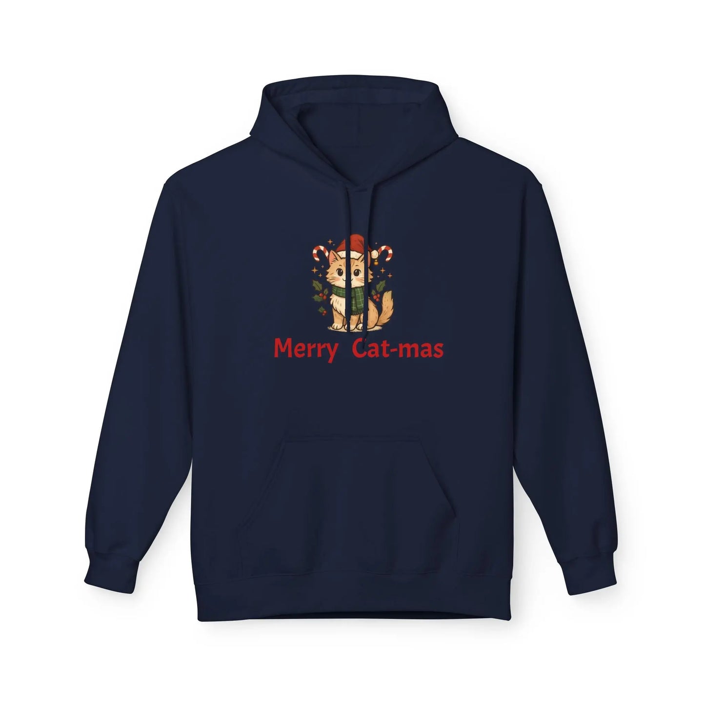 Christmas Cat Hoodie — "Merry Cat-mas" Festive Holiday Pullover Printify
